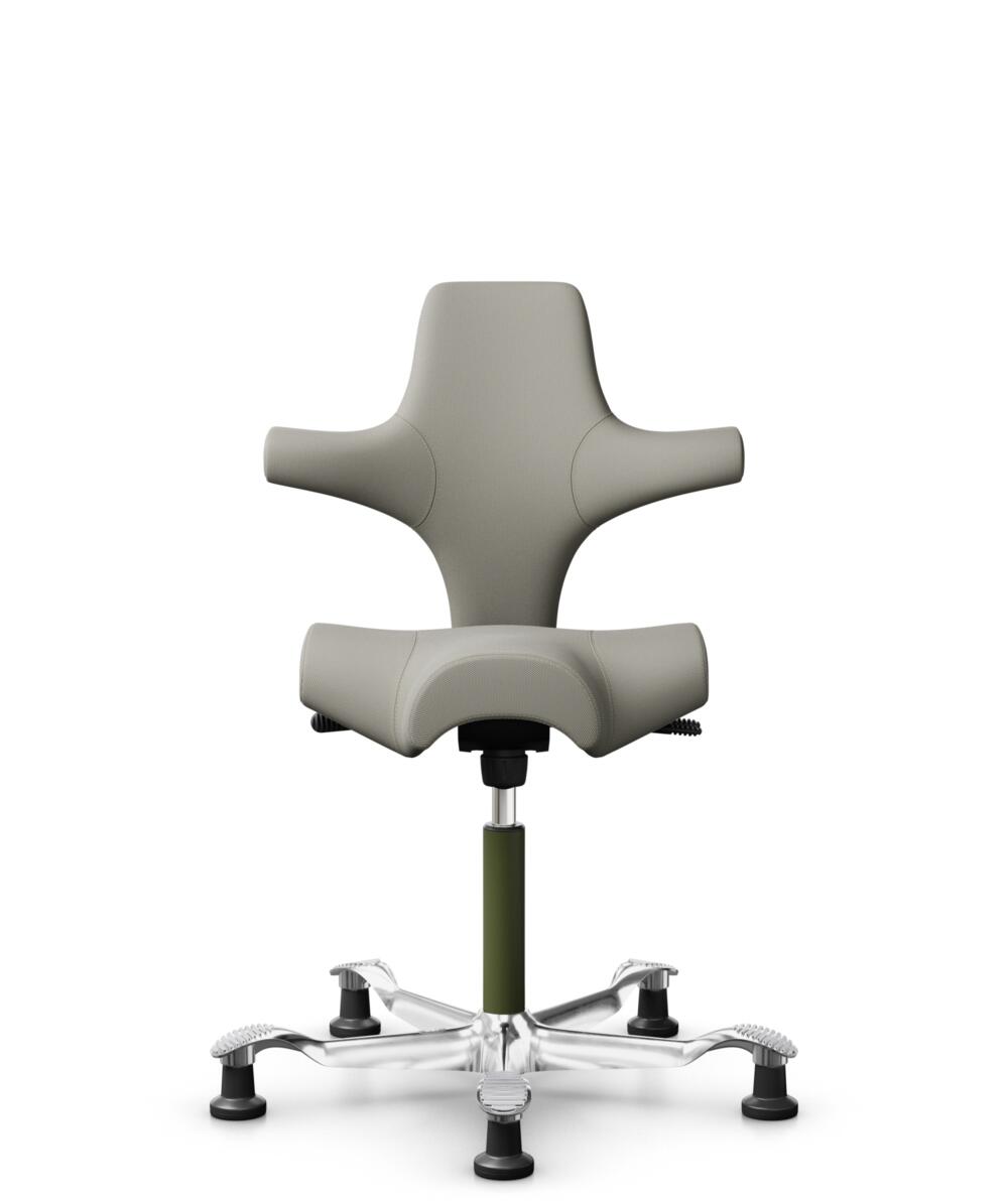 HÅG Capisco 8106 - Steelcut Trio 3 (Kvadrat) - Wol / Polyamide - STT253 - Beige-grey - Framekleur - Moss Grey - Gasveer - 200 mm (Zithoogte 46-64cm) - Vloercontact - Glijdoppen - Voetenring - Nee, geen voetenring - Voetster - Ja, voetster in gepolijst ... - 1