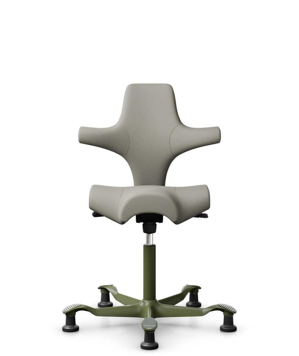 HÅG Capisco 8106 - Steelcut Trio 3 (Kvadrat) - Wol / Polyamide - STT253 - Beige-grey - Framekleur - Moss Grey - Gasveer - 265 mm (Zithoogte 53-79cm) - Vloercontact - Glijdoppen - Voetenring - Nee, geen voetenring - Voetster - Nee, voetster in framekleur - 1