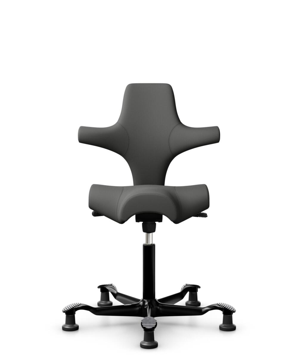 HÅG Capisco 8106 - Steelcut Trio 3 (Kvadrat) - Wol / Polyamide - STT383 - Charcoal - Framekleur - Zwart - Gasveer - 265 mm (Zithoogte 53-79cm) - Vloercontact - Glijdoppen - Voetenring - Nee, geen voetenring - Voetster - Nee, voetster in framekleur - 1