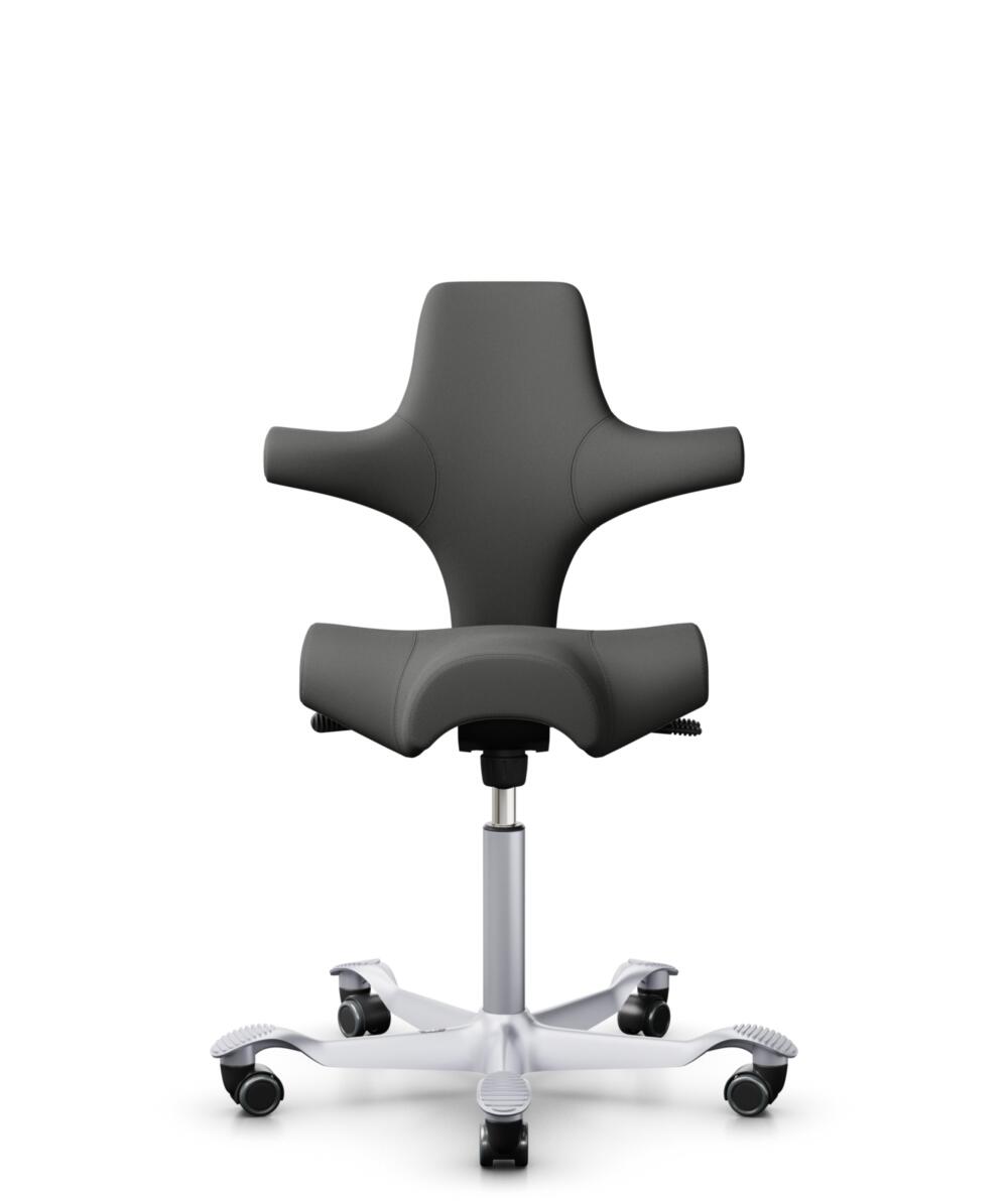 HÅG Capisco 8106 - Steelcut Trio 3 (Kvadrat) - Wol / Polyamide - STT383 - Charcoal - Framekleur - Zilver - Gasveer - 200 mm (Zithoogte 46-64cm) - Vloercontact - Harde wielen t.b.v. zachte vloeren - Voetenring - Nee, geen voetenring - Voetster - Nee, vo... - 1