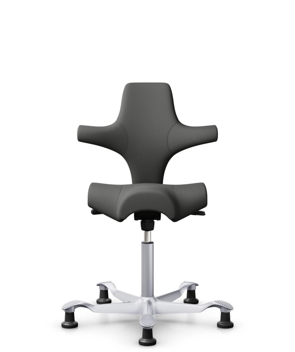 HÅG Capisco 8106 - Steelcut Trio 3 (Kvadrat) - Wol / Polyamide - STT383 - Charcoal - Framekleur - Zilver - Gasveer - 265 mm (Zithoogte 53-79cm) - Vloercontact - Glijdoppen - Voetenring - Nee, geen voetenring - Voetster - Nee, voetster in framekleur - 1