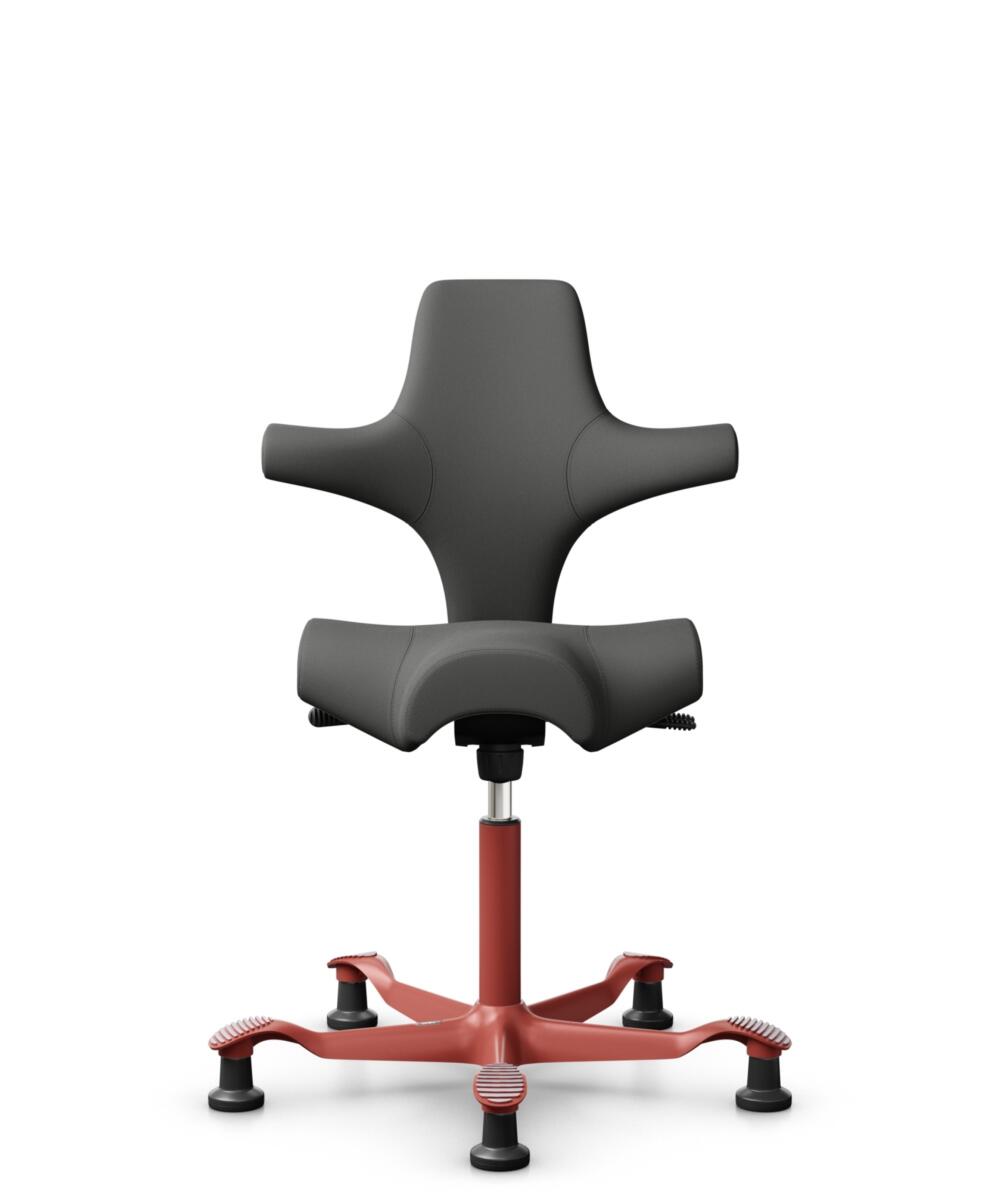 HÅG Capisco 8106 - Steelcut Trio 3 (Kvadrat) - Wol / Polyamide - STT383 - Charcoal - Framekleur - Blush Rose - Gasveer - 150 mm (Zithoogte 40-55cm) - Vloercontact - Glijdoppen - Voetenring - Nee, geen voetenring - Voetster - Nee, voetster in framekleur - 1