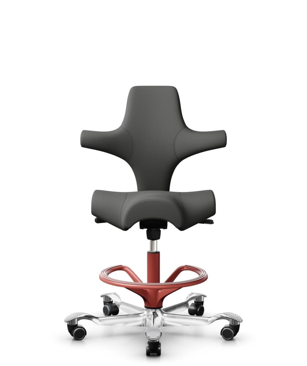 HÅG Capisco 8106 - Steelcut Trio 3 (Kvadrat) - Wol / Polyamide - STT383 - Charcoal - Framekleur - Blush Rose - Gasveer - 200 mm (Zithoogte 46-64cm) - Vloercontact - Harde wielen t.b.v. zachte vloeren - Voetenring - Ja, in framekleur - Voetster - Ja, vo... - 1