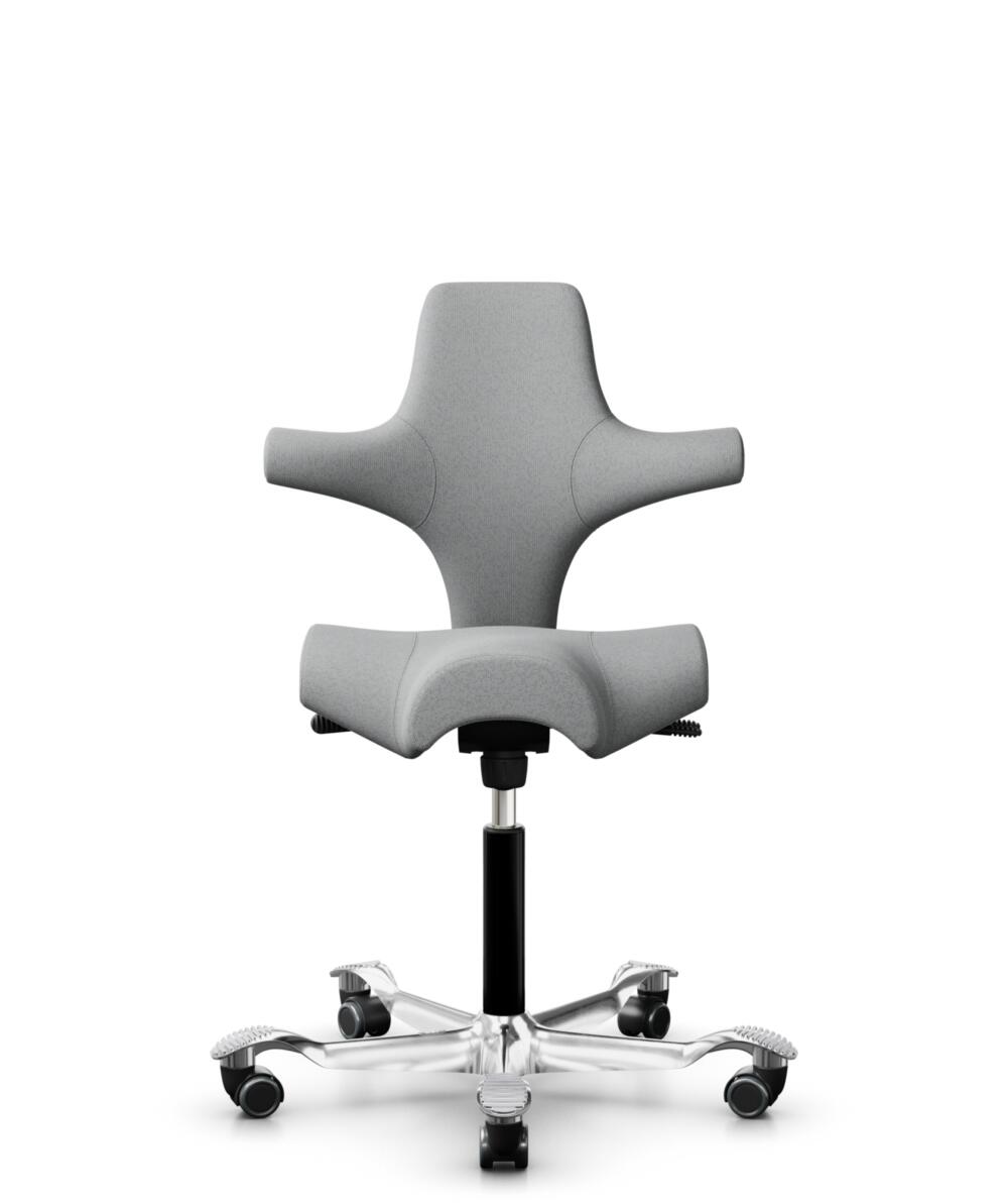 HÅG Capisco 8106 - Steelcut Trio 3 (Kvadrat) - Wol / Polyamide - STT383 - Charcoal - Framekleur - Moss Grey - Gasveer - 265 mm (Zithoogte 53-79cm) - Vloercontact - Glijdoppen - Voetenring - Ja, in framekleur - Voetster - Nee, voetster in framekleur - 2