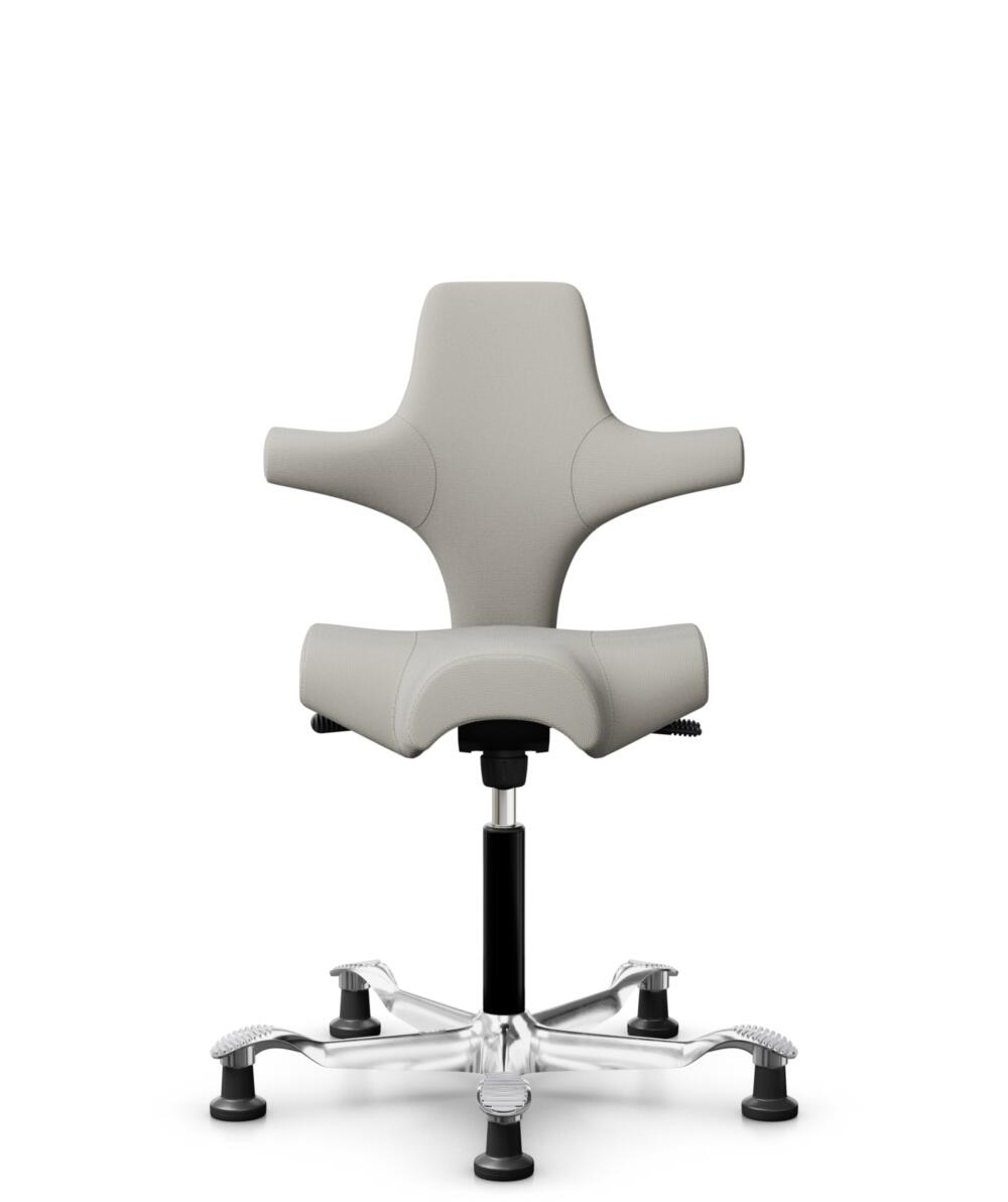 HÅG Capisco 8106 - Steelcut Trio 3 (Kvadrat) - Wol / Polyamide - STT213 - Light beige - Framekleur - Zwart - Gasveer - 200 mm (Zithoogte 46-64cm) - Vloercontact - Glijdoppen - Voetenring - Nee, geen voetenring - Voetster - Ja, voetster in gepolijst alu... - 1