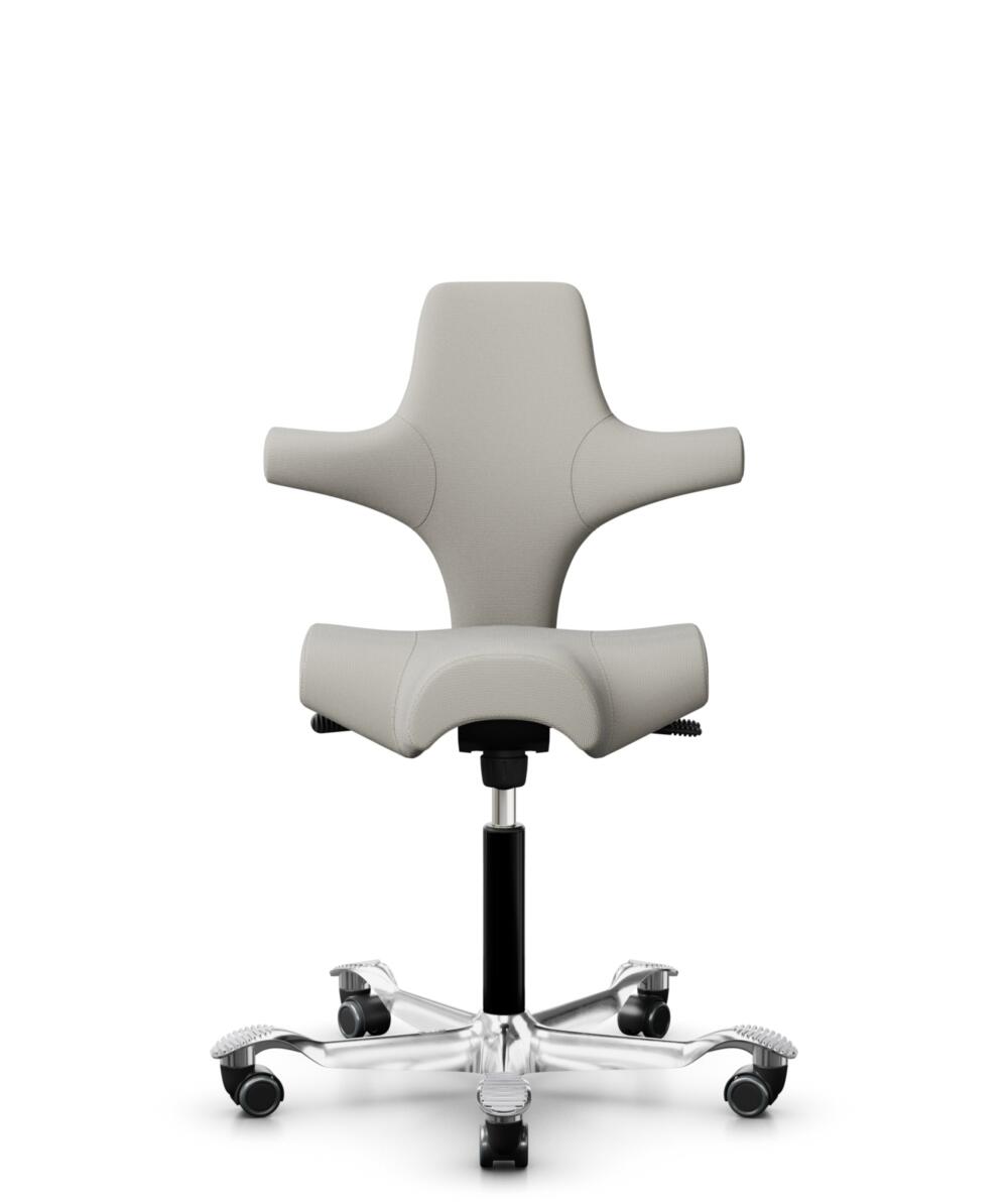 HÅG Capisco 8106 - Steelcut Trio 3 (Kvadrat) - Wol / Polyamide - STT213 - Light beige - Framekleur - Zwart - Gasveer - 265 mm (Zithoogte 53-79cm) - Vloercontact - Harde wielen t.b.v. zachte vloeren - Voetenring - Nee, geen voetenring - Voetster - Ja, v... - 1