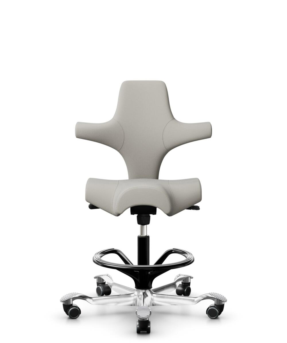 HÅG Capisco 8106 - Steelcut Trio 3 (Kvadrat) - Wol / Polyamide - STT213 - Light beige - Framekleur - Zwart - Gasveer - 265 mm (Zithoogte 53-79cm) - Vloercontact - Zachte wielen t.b.v. harde vloeren - Voetenring - Ja, in framekleur - Voetster - Ja, voet... - 1