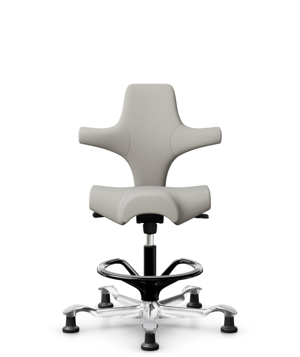 HÅG Capisco 8106 - Steelcut Trio 3 (Kvadrat) - Wol / Polyamide - STT213 - Light beige - Framekleur - Zwart - Gasveer - 265 mm (Zithoogte 53-79cm) - Vloercontact - Glijdoppen - Voetenring - Ja, in framekleur - Voetster - Ja, voetster in gepolijst aluminium - 1