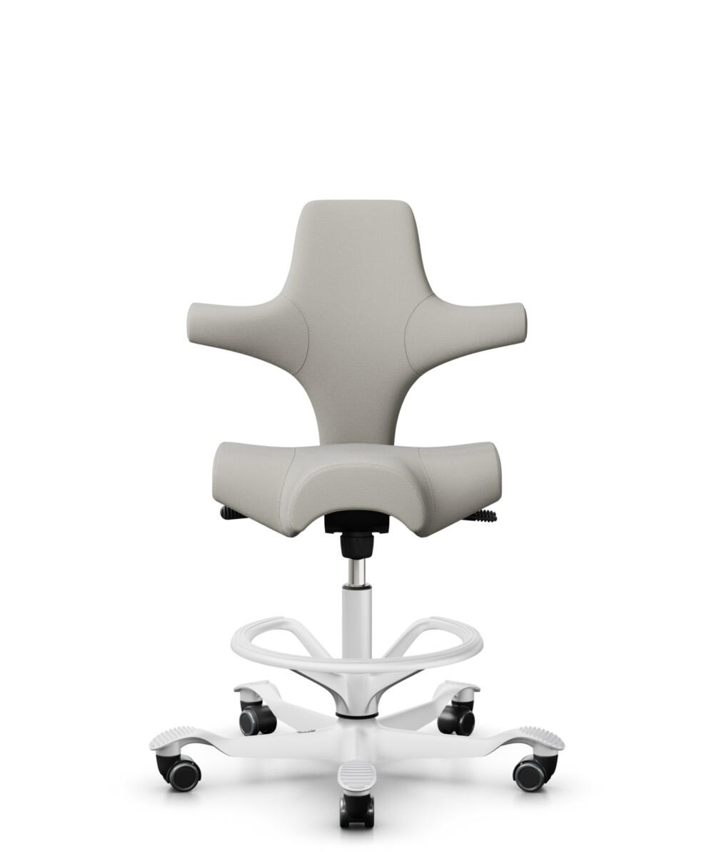 HÅG Capisco 8106 - Steelcut Trio 3 (Kvadrat) - Wol / Polyamide - STT213 - Light beige - Framekleur - Wit - Gasveer - 200 mm (Zithoogte 46-64cm) - Vloercontact - Zachte wielen t.b.v. harde vloeren - Voetenring - Ja, in framekleur - Voetster - Nee, voets... - 1