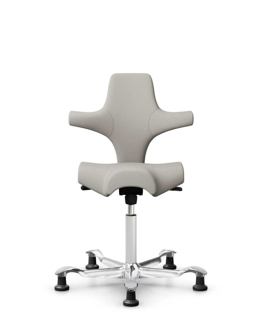 HÅG Capisco 8106 - Steelcut Trio 3 (Kvadrat) - Wol / Polyamide - STT213 - Light beige - Framekleur - Wit - Gasveer - 200 mm (Zithoogte 46-64cm) - Vloercontact - Glijdoppen - Voetenring - Nee, geen voetenring - Voetster - Ja, voetster in gepolijst alumi... - 1