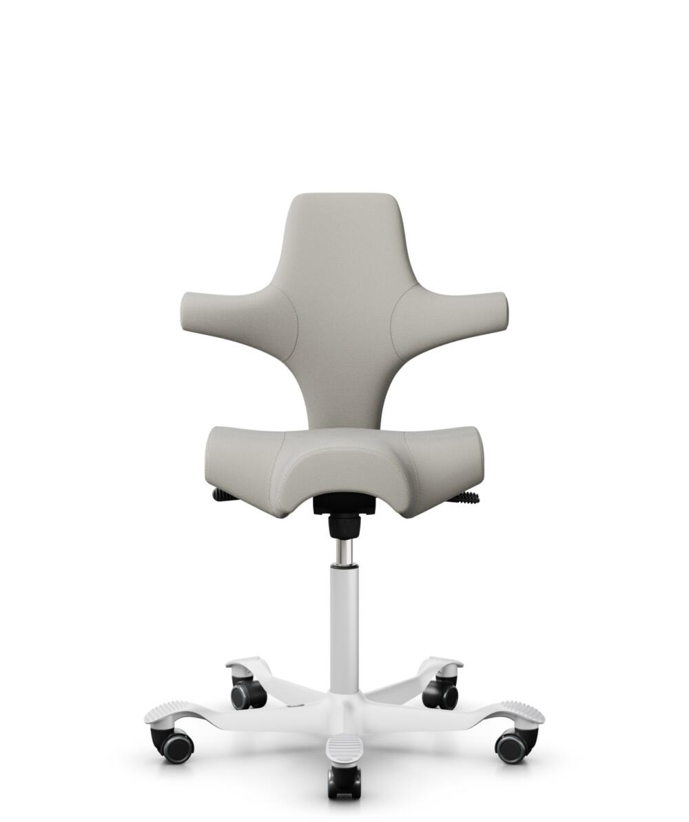 HÅG Capisco 8106 - Steelcut Trio 3 (Kvadrat) - Wol / Polyamide - STT213 - Light beige - Framekleur - Wit - Gasveer - 265 mm (Zithoogte 53-79cm) - Vloercontact - Harde wielen t.b.v. zachte vloeren - Voetenring - Nee, geen voetenring - Voetster - Nee, vo... - 1