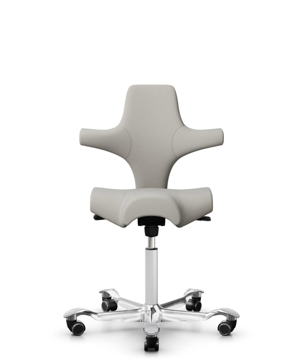 HÅG Capisco 8106 - Steelcut Trio 3 (Kvadrat) - Wol / Polyamide - STT213 - Light beige - Framekleur - Wit - Gasveer - 265 mm (Zithoogte 53-79cm) - Vloercontact - Harde wielen t.b.v. zachte vloeren - Voetenring - Nee, geen voetenring - Voetster - Ja, voe... - 1