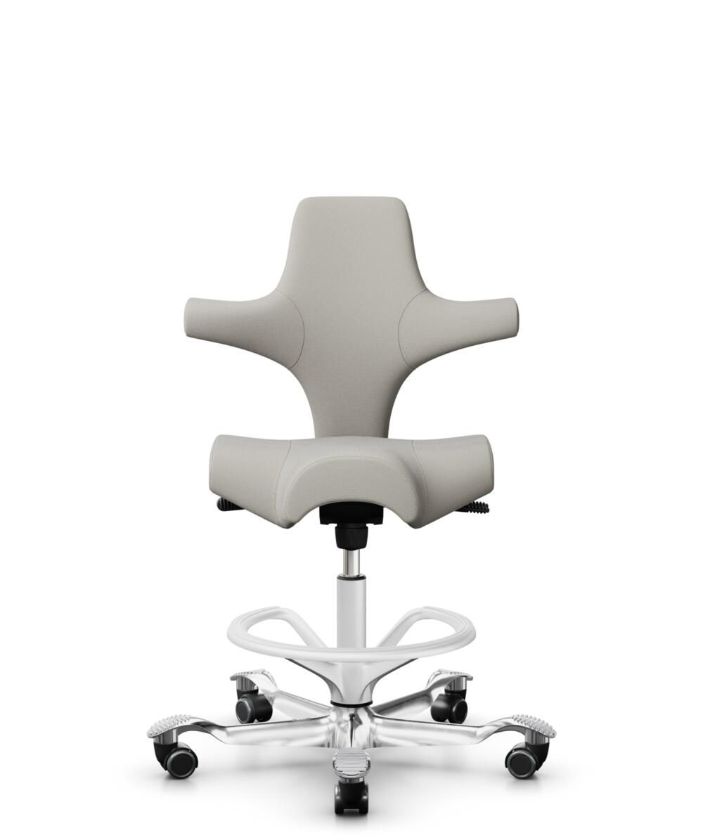 HÅG Capisco 8106 - Steelcut Trio 3 (Kvadrat) - Wol / Polyamide - STT213 - Light beige - Framekleur - Wit - Gasveer - 265 mm (Zithoogte 53-79cm) - Vloercontact - Zachte wielen t.b.v. harde vloeren - Voetenring - Ja, in framekleur - Voetster - Ja, voetst... - 1