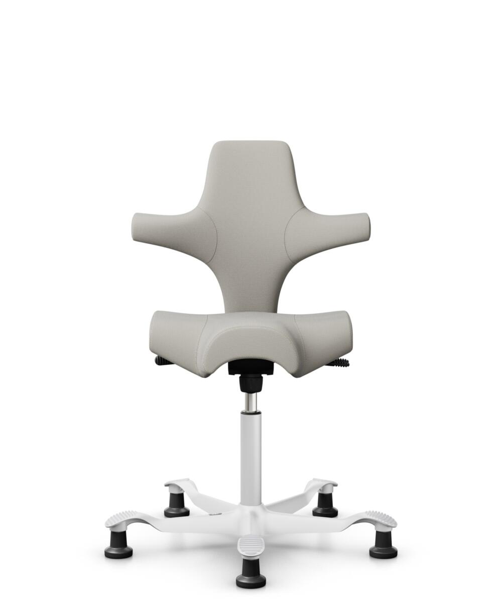 HÅG Capisco 8106 - Steelcut Trio 3 (Kvadrat) - Wol / Polyamide - STT213 - Light beige - Framekleur - Wit - Gasveer - 265 mm (Zithoogte 53-79cm) - Vloercontact - Glijdoppen - Voetenring - Nee, geen voetenring - Voetster - Nee, voetster in framekleur - 1