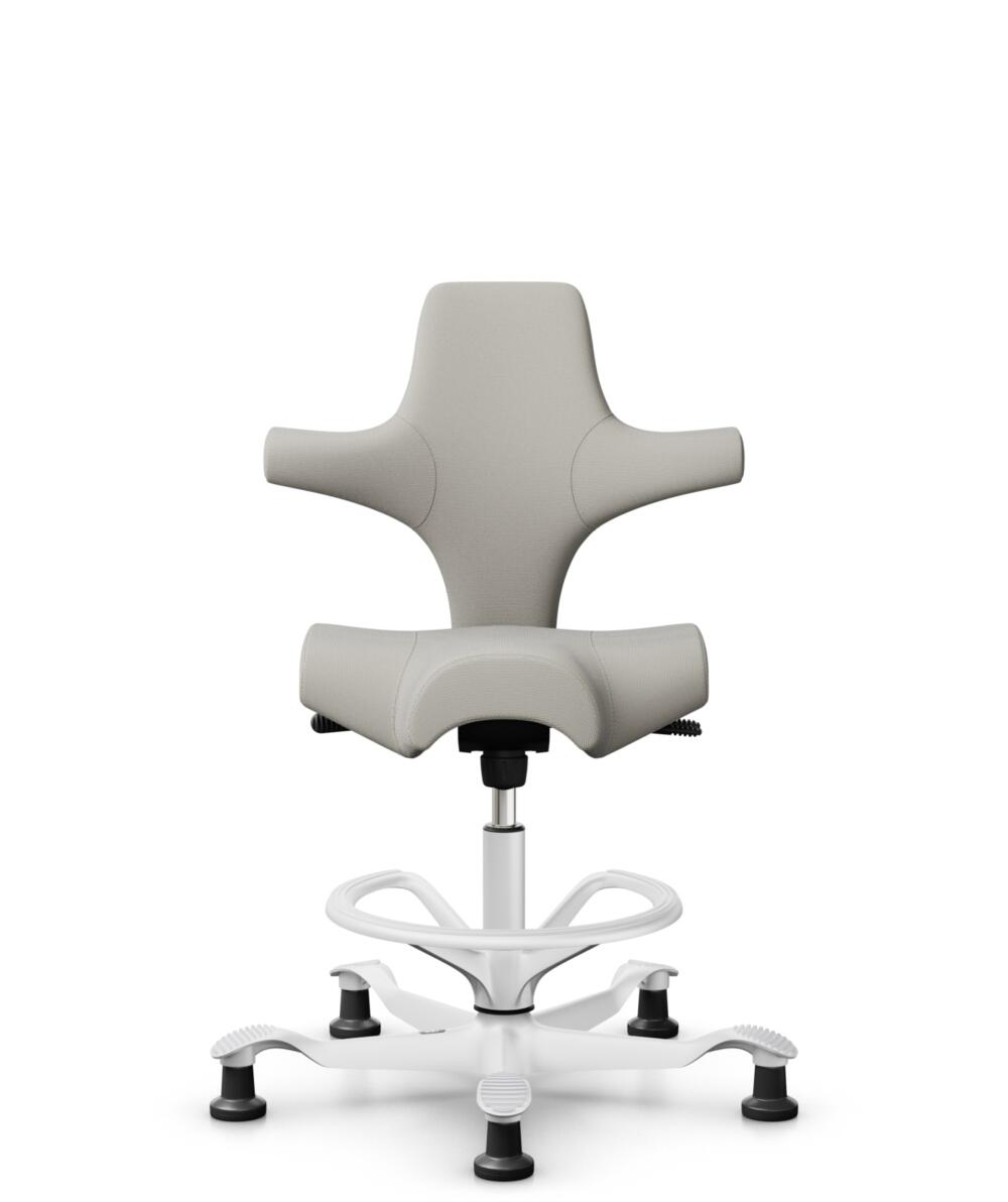 HÅG Capisco 8106 - Steelcut Trio 3 (Kvadrat) - Wol / Polyamide - STT213 - Light beige - Framekleur - Wit - Gasveer - 265 mm (Zithoogte 53-79cm) - Vloercontact - Glijdoppen - Voetenring - Ja, in framekleur - Voetster - Nee, voetster in framekleur - 1