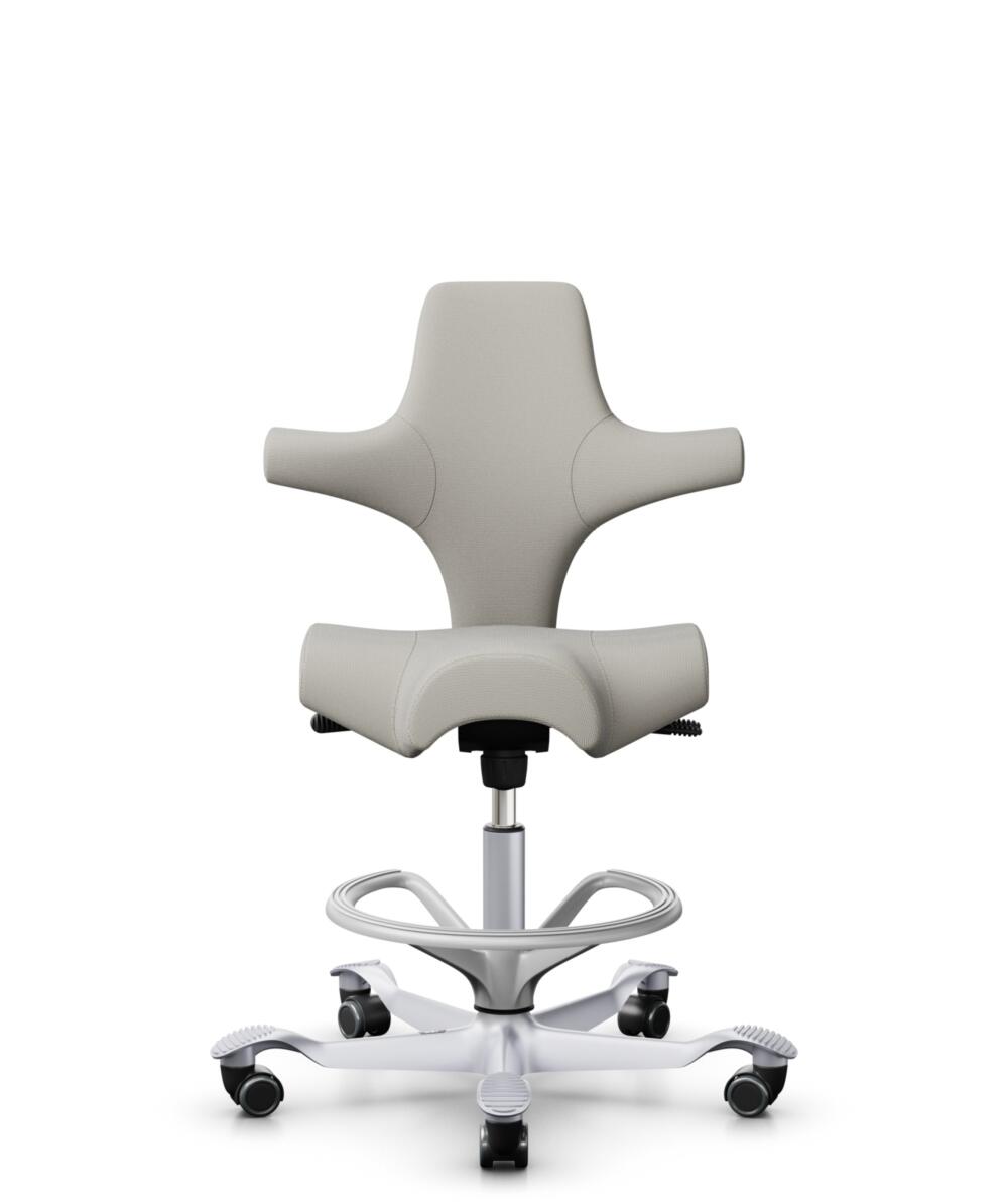 HÅG Capisco 8106 - Steelcut Trio 3 (Kvadrat) - Wol / Polyamide - STT213 - Light beige - Framekleur - Zilver - Gasveer - 200 mm (Zithoogte 46-64cm) - Vloercontact - Zachte wielen t.b.v. harde vloeren - Voetenring - Ja, in framekleur - Voetster - Nee, vo... - 1