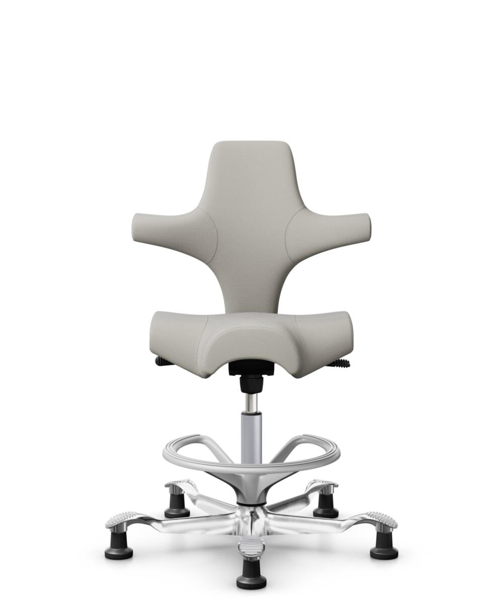 HÅG Capisco 8106 - Steelcut Trio 3 (Kvadrat) - Wol / Polyamide - STT213 - Light beige - Framekleur - Zilver - Gasveer - 265 mm (Zithoogte 53-79cm) - Vloercontact - Glijdoppen - Voetenring - Ja, in framekleur - Voetster - Ja, voetster in gepolijst alumi... - 1