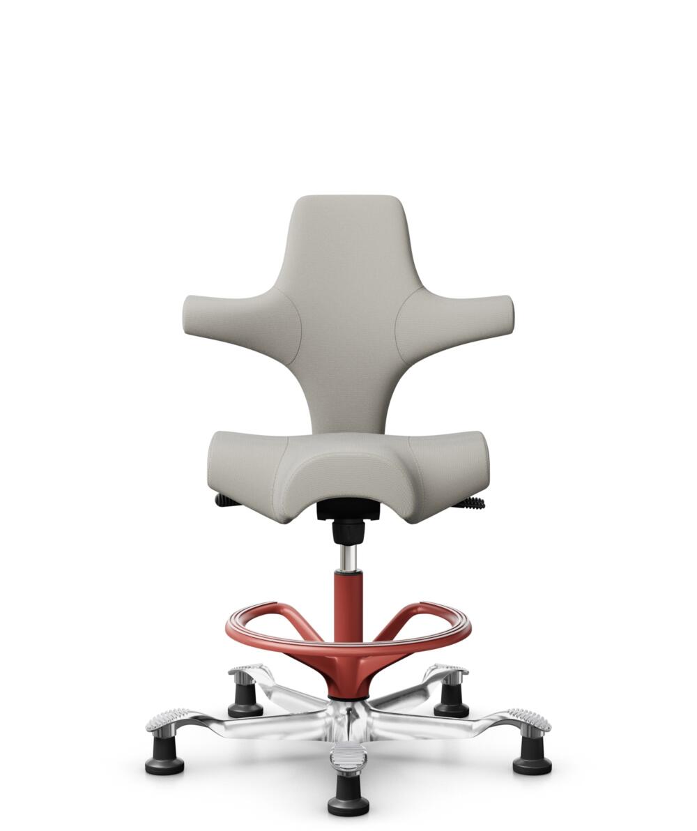 HÅG Capisco 8106 - Steelcut Trio 3 (Kvadrat) - Wol / Polyamide - STT213 - Light beige - Framekleur - Blush Rose - Gasveer - 265 mm (Zithoogte 53-79cm) - Vloercontact - Glijdoppen - Voetenring - Ja, in framekleur - Voetster - Ja, voetster in gepolijst a... - 1