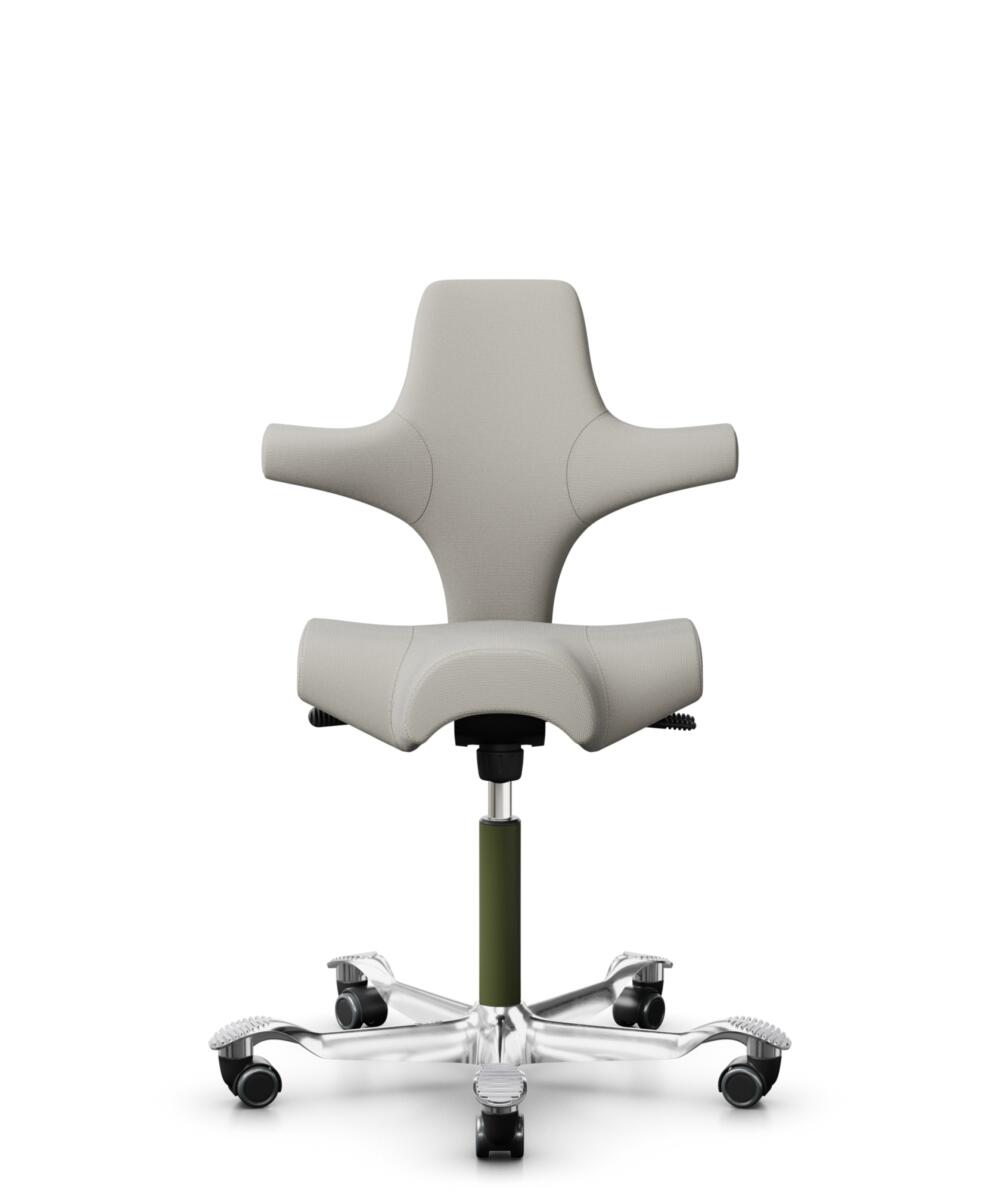 HÅG Capisco 8106 - Steelcut Trio 3 (Kvadrat) - Wol / Polyamide - STT213 - Light beige - Framekleur - Moss Grey - Gasveer - 150 mm (Zithoogte 40-55cm) - Vloercontact - Zachte wielen t.b.v. harde vloeren - Voetenring - Nee, geen voetenring - Voetster - J... - 1