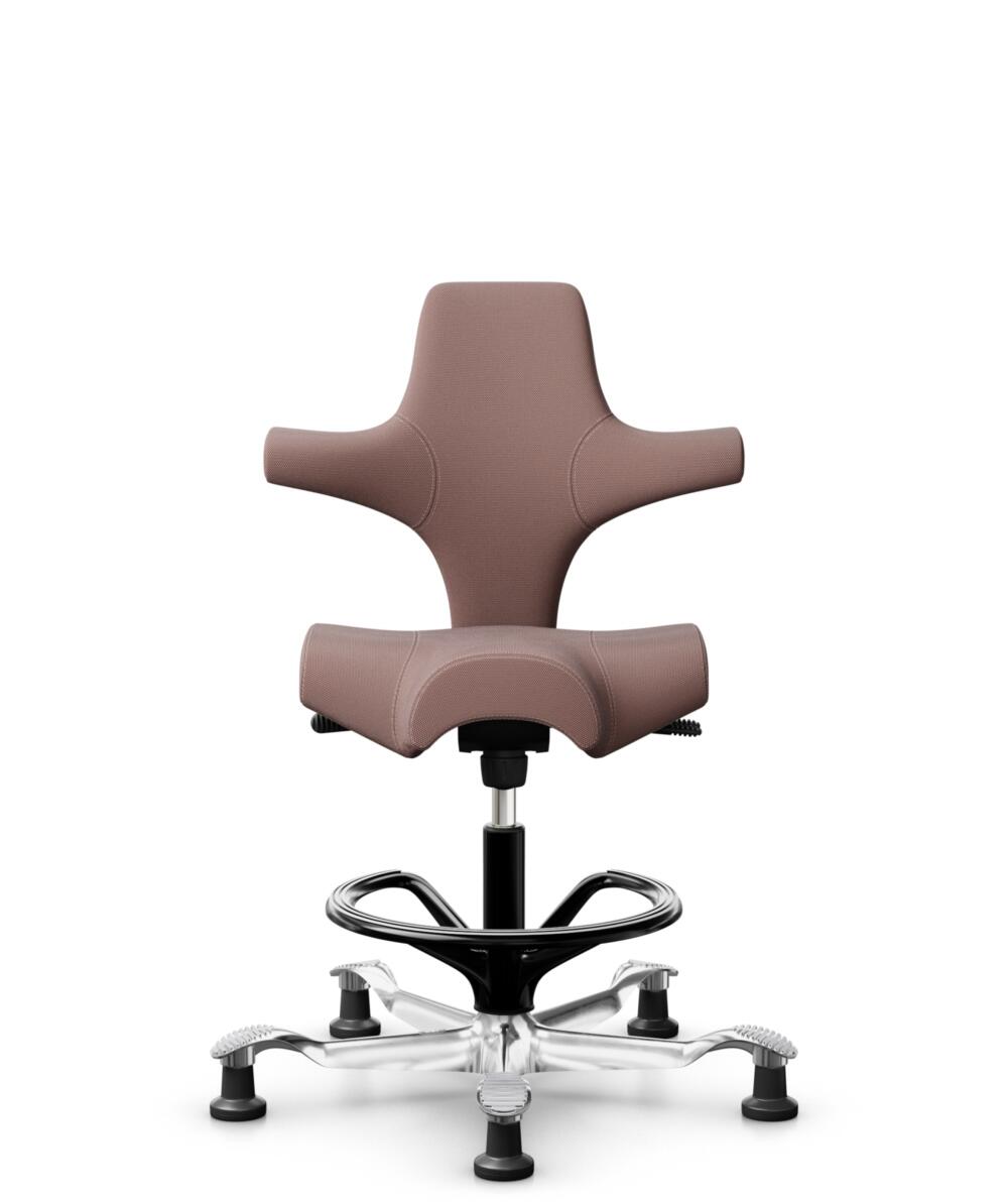 HÅG Capisco 8106 - Steelcut Trio 3 (Kvadrat) - Wol / Polyamide - STT645 - Dusty red - Framekleur - Zwart - Gasveer - 265 mm (Zithoogte 53-79cm) - Vloercontact - Glijdoppen - Voetenring - Ja, in framekleur - Voetster - Ja, voetster in gepolijst aluminium - 1