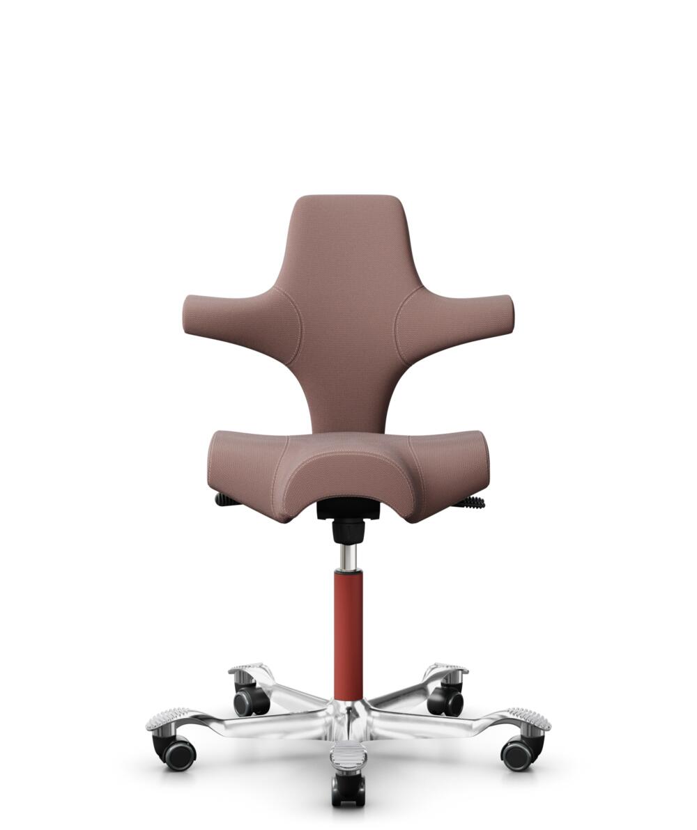 HÅG Capisco 8106 - Steelcut Trio 3 (Kvadrat) - Wol / Polyamide - STT645 - Dusty red - Framekleur - Zilver - Gasveer - 150 mm (Zithoogte 40-55cm) - Vloercontact - Zachte wielen t.b.v. harde vloeren - Voetenring - Nee, geen voetenring - Voetster - Ja, vo... - 1