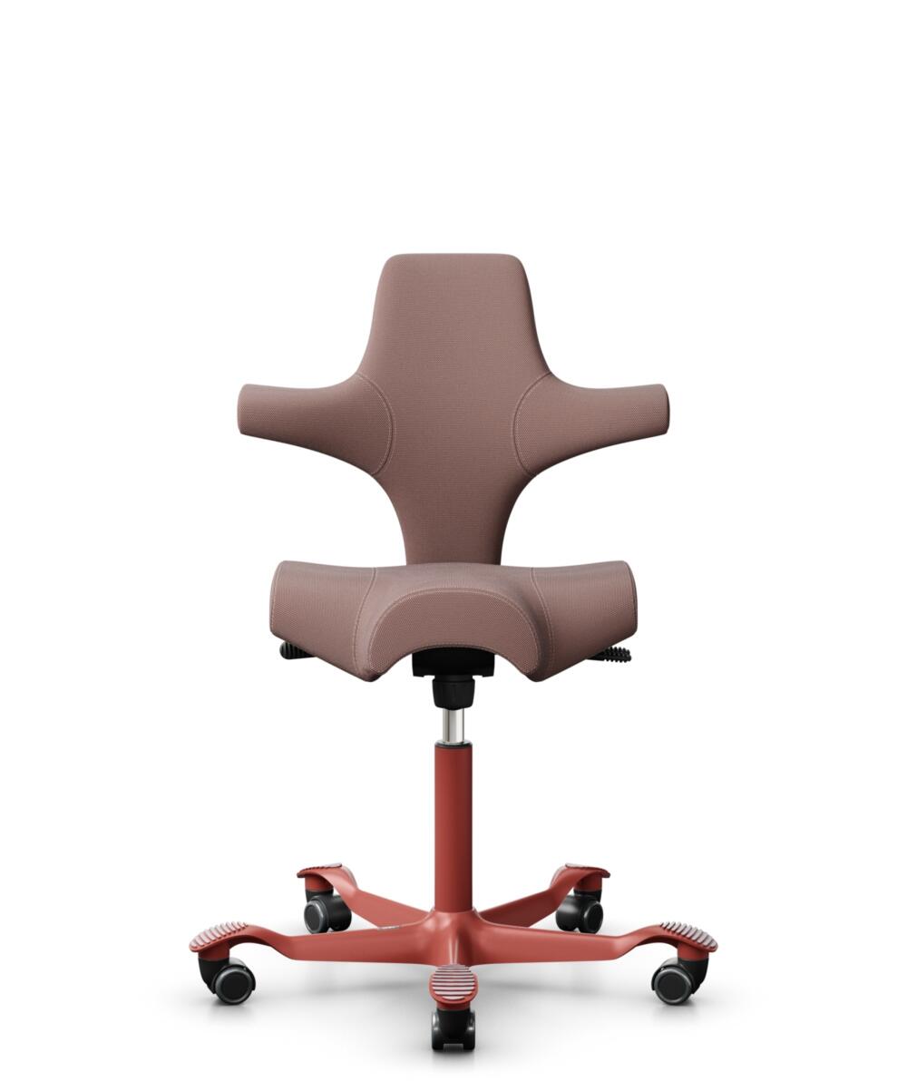 HÅG Capisco 8106 - Steelcut Trio 3 (Kvadrat) - Wol / Polyamide - STT645 - Dusty red - Framekleur - Blush Rose - Gasveer - 150 mm (Zithoogte 40-55cm) - Vloercontact - Zachte wielen t.b.v. harde vloeren - Voetenring - Nee, geen voetenring - Voetster - Ne... - 1