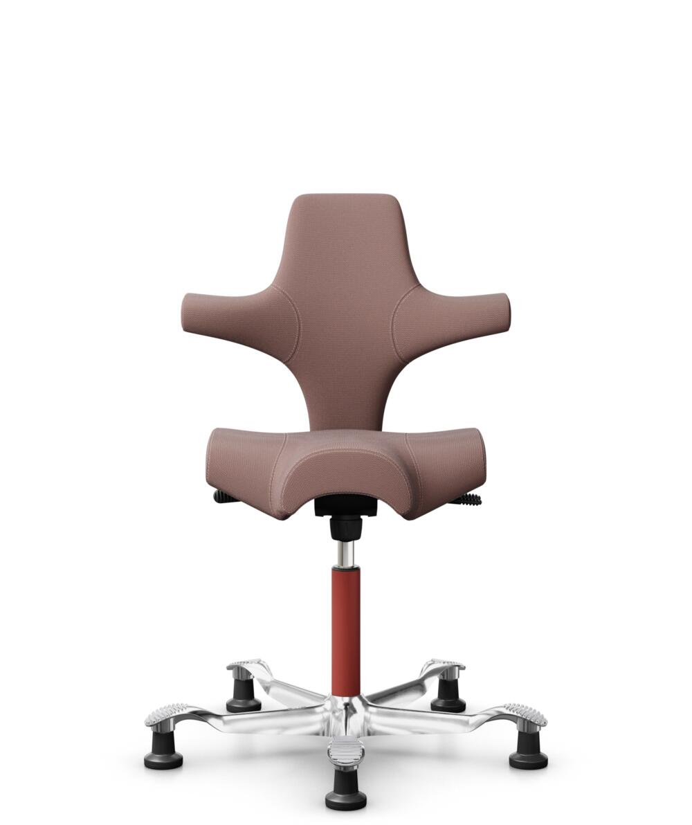 HÅG Capisco 8106 - Steelcut Trio 3 (Kvadrat) - Wol / Polyamide - STT645 - Dusty red - Framekleur - Blush Rose - Gasveer - 265 mm (Zithoogte 53-79cm) - Vloercontact - Glijdoppen - Voetenring - Nee, geen voetenring - Voetster - Ja, voetster in gepolijst ... - 1