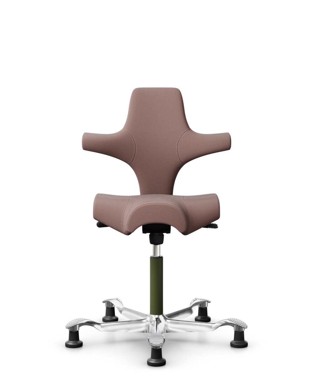 HÅG Capisco 8106 - Steelcut Trio 3 (Kvadrat) - Wol / Polyamide - STT645 - Dusty red - Framekleur - Moss Grey - Gasveer - 200 mm (Zithoogte 46-64cm) - Vloercontact - Glijdoppen - Voetenring - Nee, geen voetenring - Voetster - Ja, voetster in gepolijst a... - 1