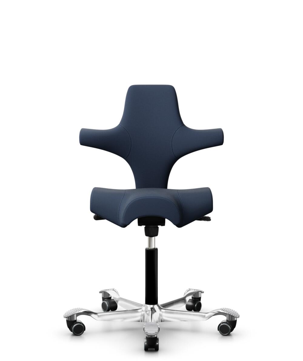 HÅG Capisco 8106 - Steelcut Trio 3 (Kvadrat) - Wol / Polyamide - STT796 - Blue - Framekleur - Zwart - Gasveer - 150 mm (Zithoogte 40-55cm) - Vloercontact - Harde wielen t.b.v. zachte vloeren - Voetenring - Nee, geen voetenring - Voetster - Ja, voetster... - 1