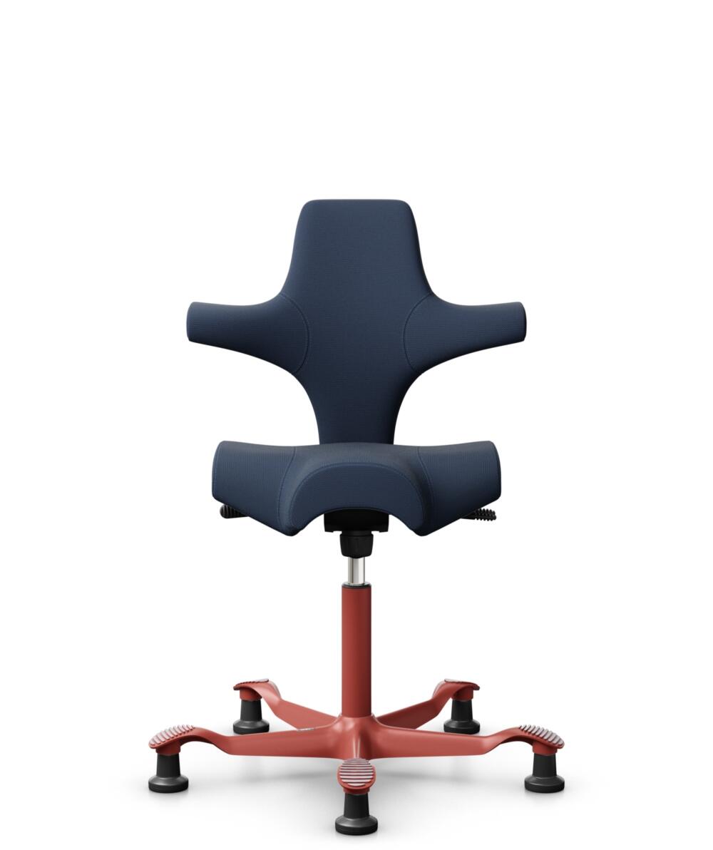 HÅG Capisco 8106 - Steelcut Trio 3 (Kvadrat) - Wol / Polyamide - STT796 - Blue - Framekleur - Blush Rose - Gasveer - 150 mm (Zithoogte 40-55cm) - Vloercontact - Glijdoppen - Voetenring - Nee, geen voetenring - Voetster - Nee, voetster in framekleur - 1