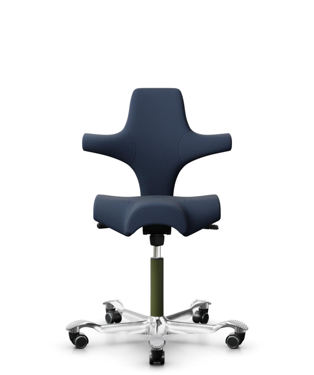 HÅG Capisco 8106 - Steelcut Trio 3 (Kvadrat) - Wol / Polyamide - STT796 - Blue - Framekleur - Moss Grey - Gasveer - 200 mm (Zithoogte 46-64cm) - Vloercontact - Harde wielen t.b.v. zachte vloeren - Voetenring - Nee, geen voetenring - Voetster - Ja, voet... - 1