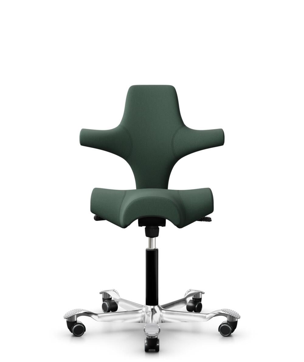 HÅG Capisco 8106 - Steelcut Trio 3 (Kvadrat) - Wol / Polyamide - STT966 - Brown grey - Framekleur - Zwart - Gasveer - 150 mm (Zithoogte 40-55cm) - Vloercontact - Zachte wielen t.b.v. harde vloeren - Voetenring - Nee, geen voetenring - Voetster - Ja, vo... - 1