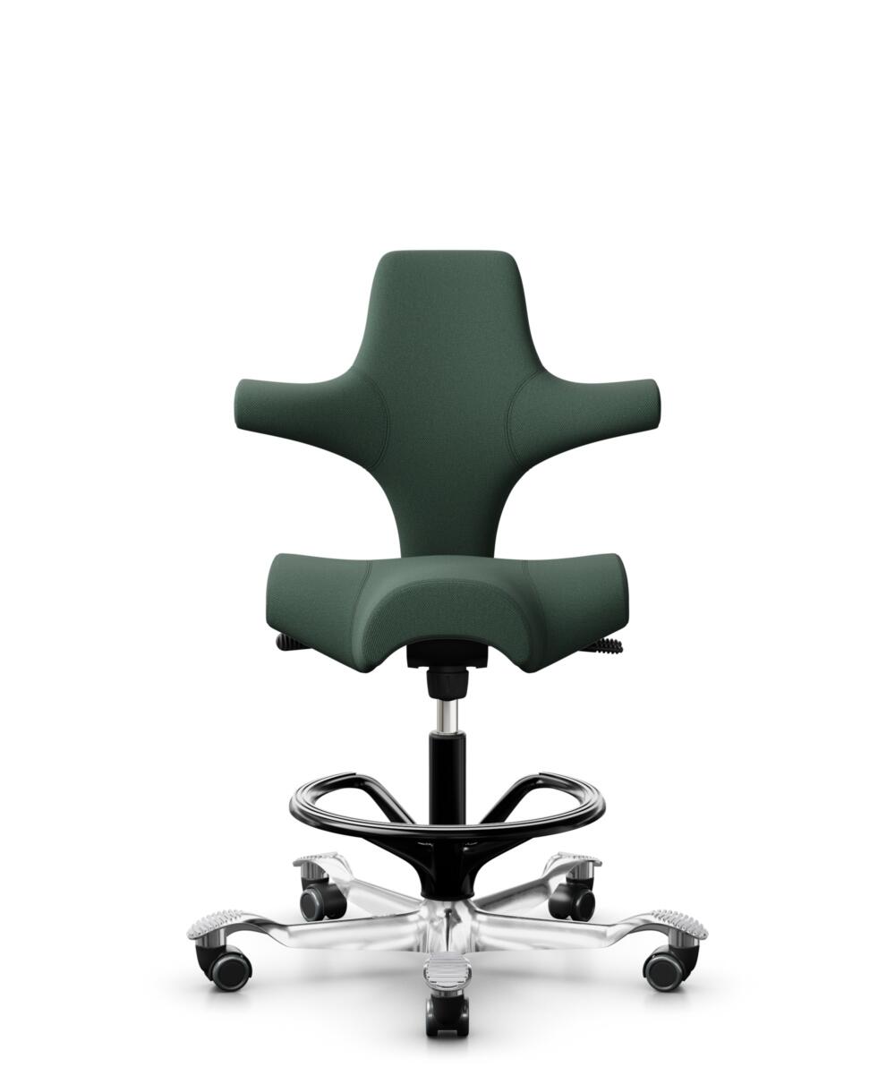 HÅG Capisco 8106 - Steelcut Trio 3 (Kvadrat) - Wol / Polyamide - STT966 - Brown grey - Framekleur - Zwart - Gasveer - 265 mm (Zithoogte 53-79cm) - Vloercontact - Harde wielen t.b.v. zachte vloeren - Voetenring - Ja, in framekleur - Voetster - Ja, voets... - 1