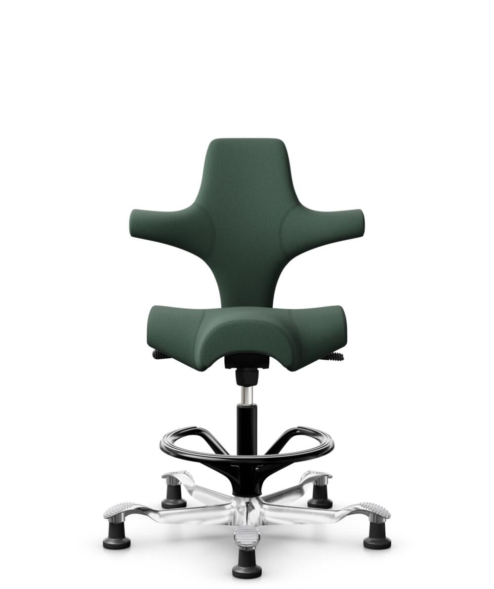HÅG Capisco 8106 - Steelcut Trio 3 (Kvadrat) - Wol / Polyamide - STT966 - Brown grey - Framekleur - Zwart - Gasveer - 265 mm (Zithoogte 53-79cm) - Vloercontact - Glijdoppen - Voetenring - Ja, in framekleur - Voetster - Ja, voetster in gepolijst aluminium - 1