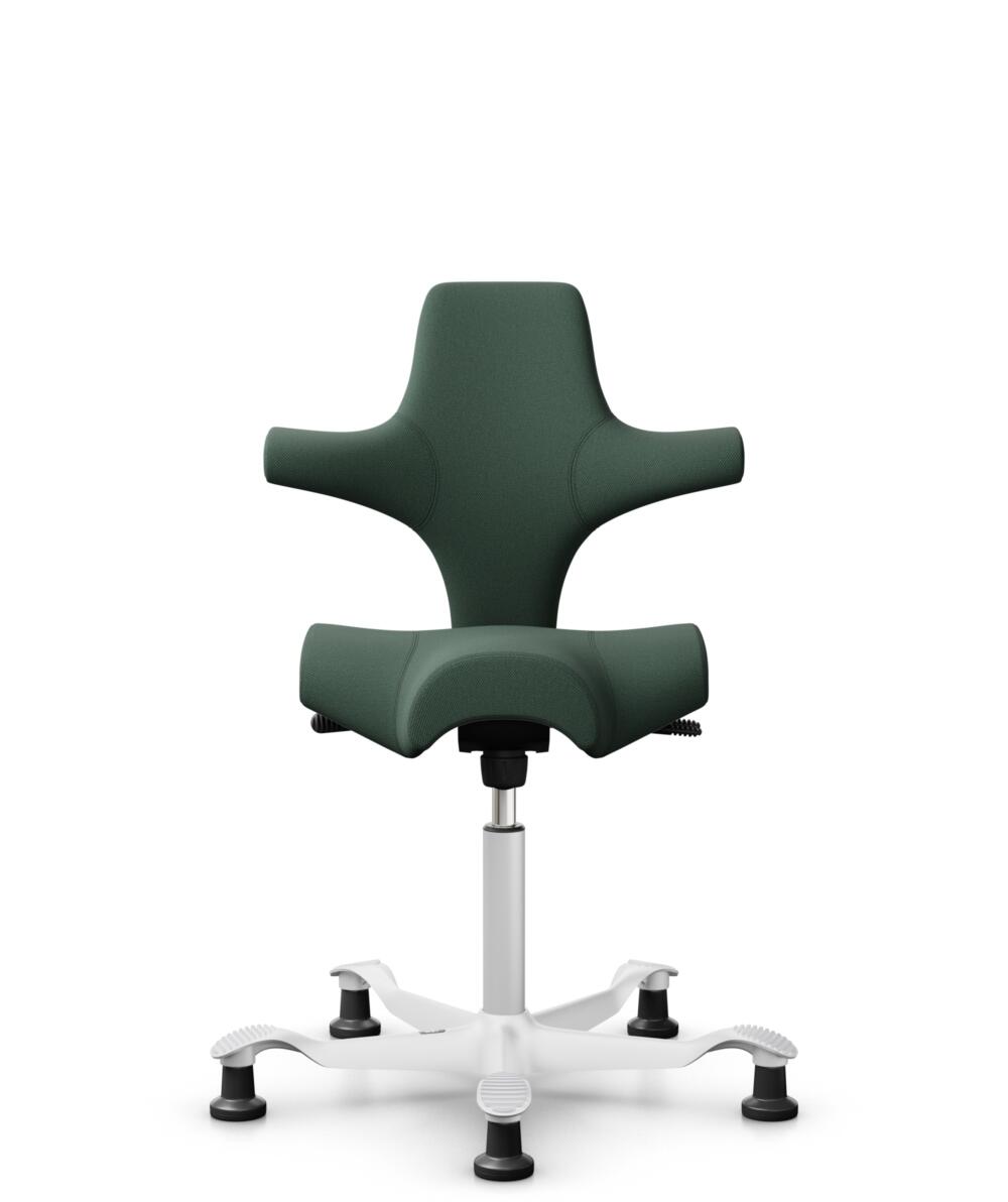 HÅG Capisco 8106 - Steelcut Trio 3 (Kvadrat) - Wol / Polyamide - STT966 - Brown grey - Framekleur - Wit - Gasveer - 265 mm (Zithoogte 53-79cm) - Vloercontact - Glijdoppen - Voetenring - Nee, geen voetenring - Voetster - Nee, voetster in framekleur - 1