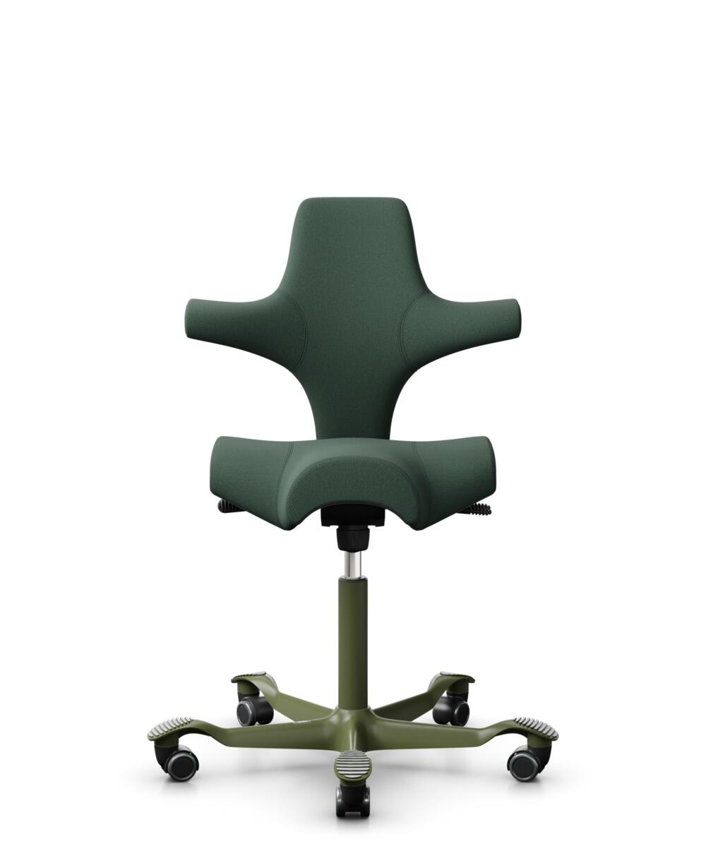 HÅG Capisco 8106 - Steelcut Trio 3 (Kvadrat) - Wol / Polyamide - STT966 - Brown grey - Framekleur - Moss Grey - Gasveer - 150 mm (Zithoogte 40-55cm) - Vloercontact - Harde wielen t.b.v. zachte vloeren - Voetenring - Nee, geen voetenring - Voetster - Ne... - 1