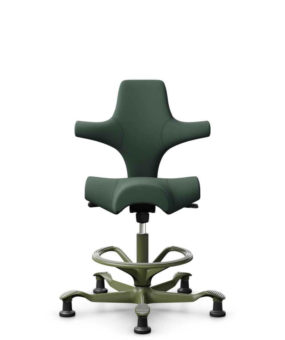 HÅG Capisco 8106 - Steelcut Trio 3 (Kvadrat) - Wol / Polyamide - STT966 - Brown grey - Framekleur - Moss Grey - Gasveer - 200 mm (Zithoogte 46-64cm) - Vloercontact - Glijdoppen - Voetenring - Ja, in framekleur - Voetster - Nee, voetster in framekleur - 1