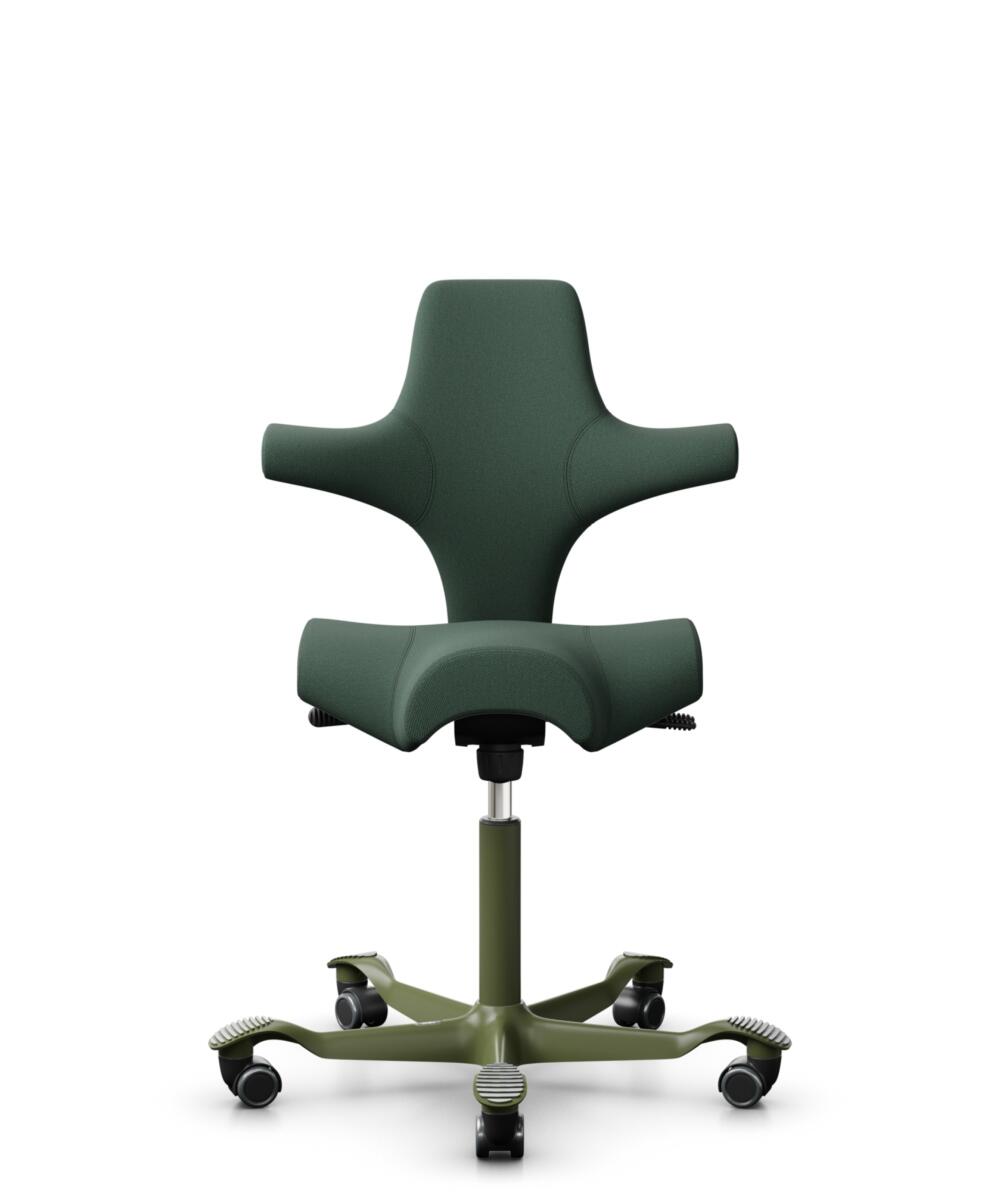 HÅG Capisco 8106 - Steelcut Trio 3 (Kvadrat) - Wol / Polyamide - STT966 - Brown grey - Framekleur - Moss Grey - Gasveer - 265 mm (Zithoogte 53-79cm) - Vloercontact - Harde wielen t.b.v. zachte vloeren - Voetenring - Nee, geen voetenring - Voetster - Ne... - 1