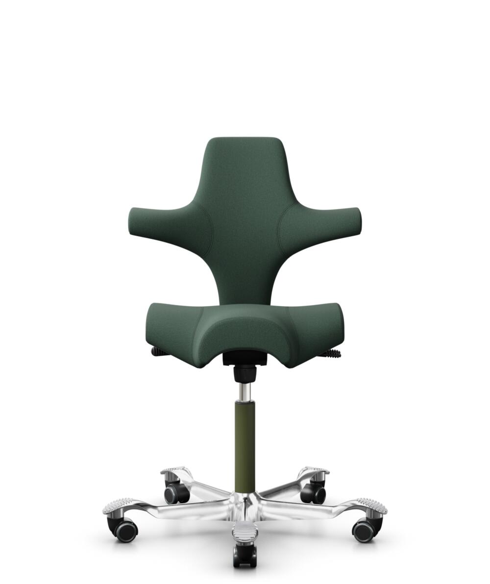 HÅG Capisco 8106 - Steelcut Trio 3 (Kvadrat) - Wol / Polyamide - STT966 - Brown grey - Framekleur - Moss Grey - Gasveer - 265 mm (Zithoogte 53-79cm) - Vloercontact - Harde wielen t.b.v. zachte vloeren - Voetenring - Nee, geen voetenring - Voetster - Ja... - 1