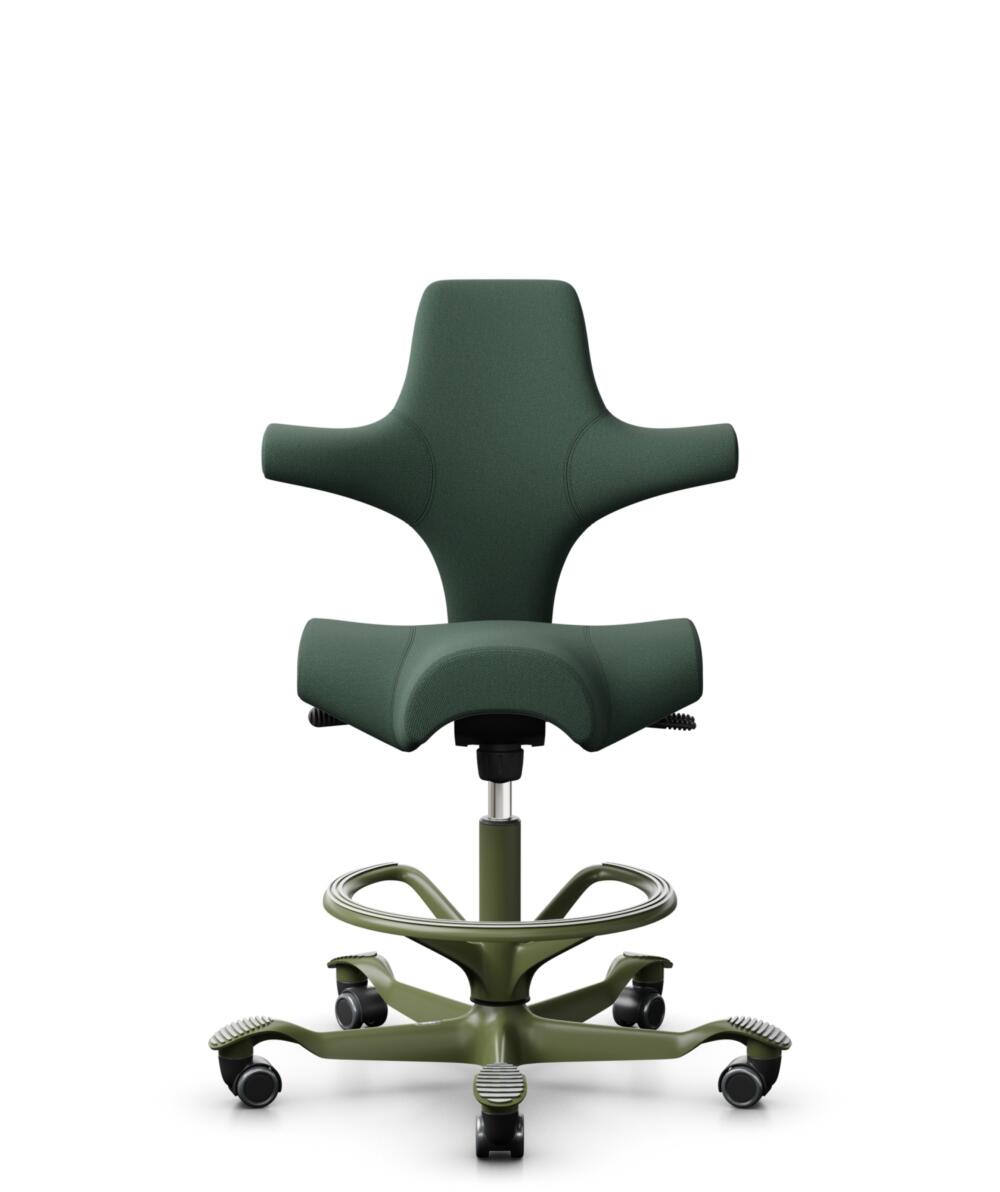 HÅG Capisco 8106 - Steelcut Trio 3 (Kvadrat) - Wol / Polyamide - STT966 - Brown grey - Framekleur - Moss Grey - Gasveer - 265 mm (Zithoogte 53-79cm) - Vloercontact - Zachte wielen t.b.v. harde vloeren - Voetenring - Ja, in framekleur - Voetster - Nee, ... - 1