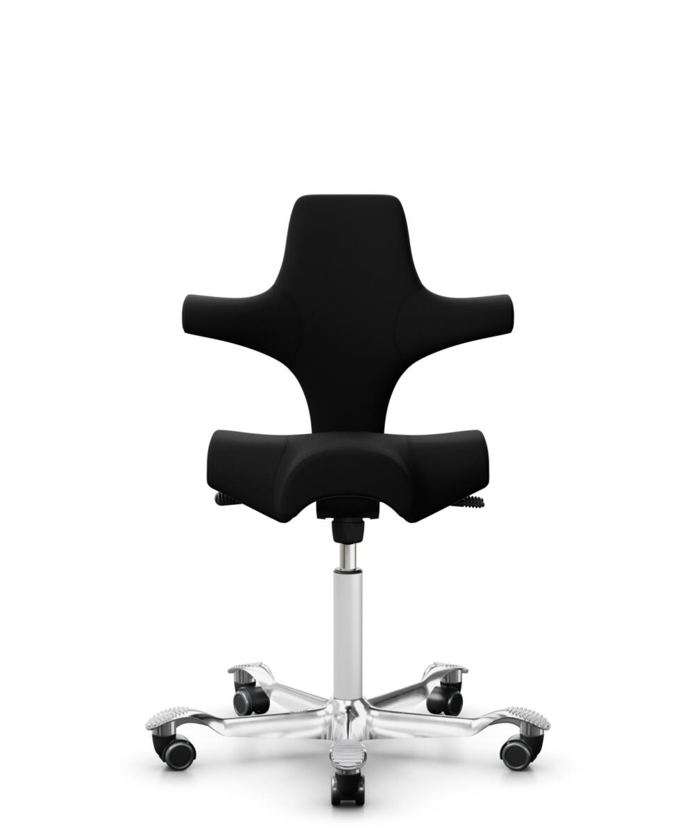 HÅG Capisco 8106 - Steelcut 3 (Kvadrat) - Wol / Polyamide - STT190 - Black - Framekleur - Wit - Gasveer - 150 mm (Zithoogte 40-55cm) - Vloercontact - Harde wielen t.b.v. zachte vloeren - Voetenring - Nee, geen voetenring - Voetster - Ja, voetster in ge... - 1