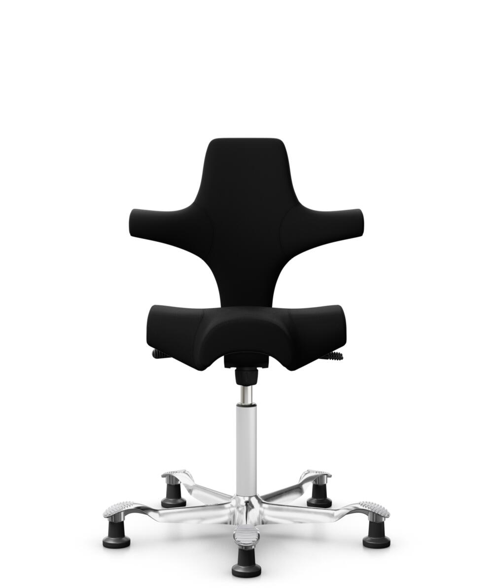 HÅG Capisco 8106 - Steelcut 3 (Kvadrat) - Wol / Polyamide - STT190 - Black - Framekleur - Wit - Gasveer - 150 mm (Zithoogte 40-55cm) - Vloercontact - Glijdoppen - Voetenring - Nee, geen voetenring - Voetster - Ja, voetster in gepolijst aluminium - 1