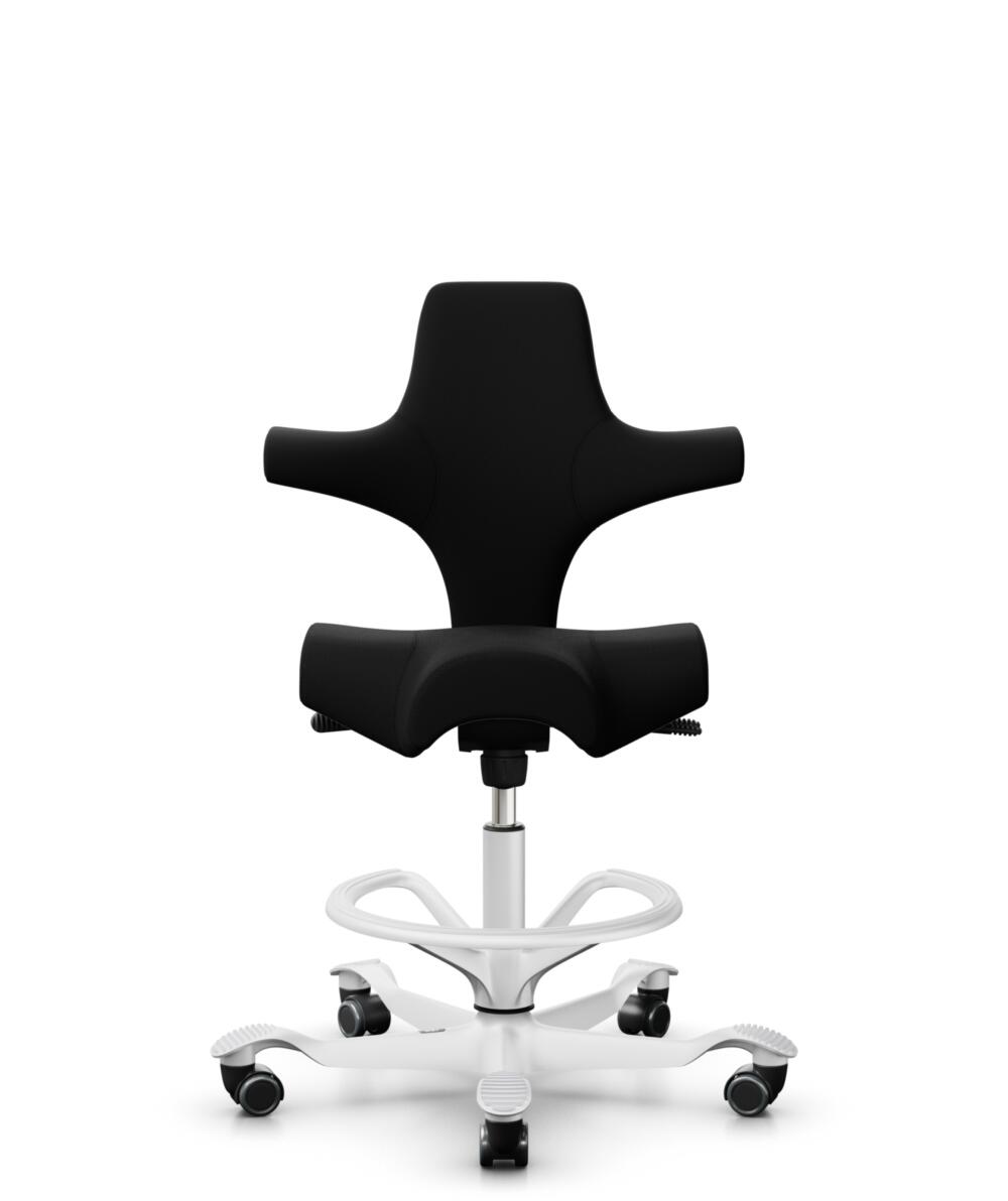 HÅG Capisco 8106 - Steelcut 3 (Kvadrat) - Wol / Polyamide - STT190 - Black - Framekleur - Wit - Gasveer - 200 mm (Zithoogte 46-64cm) - Vloercontact - Zachte wielen t.b.v. harde vloeren - Voetenring - Ja, in framekleur - Voetster - Nee, voetster in fram... - 1