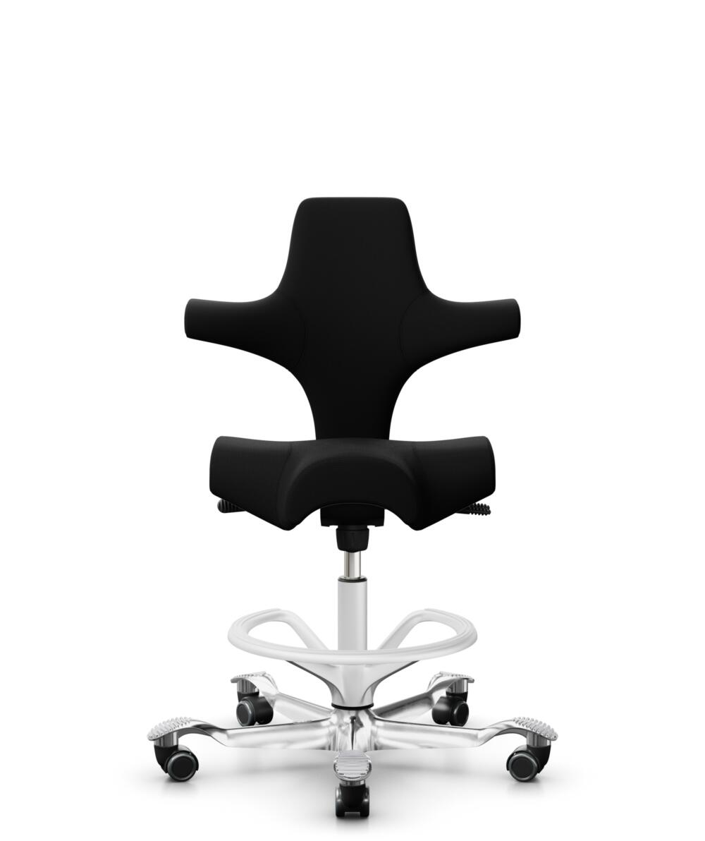 HÅG Capisco 8106 - Steelcut 3 (Kvadrat) - Wol / Polyamide - STT190 - Black - Framekleur - Wit - Gasveer - 265 mm (Zithoogte 53-79cm) - Vloercontact - Harde wielen t.b.v. zachte vloeren - Voetenring - Ja, in framekleur - Voetster - Ja, voetster in gepol... - 1
