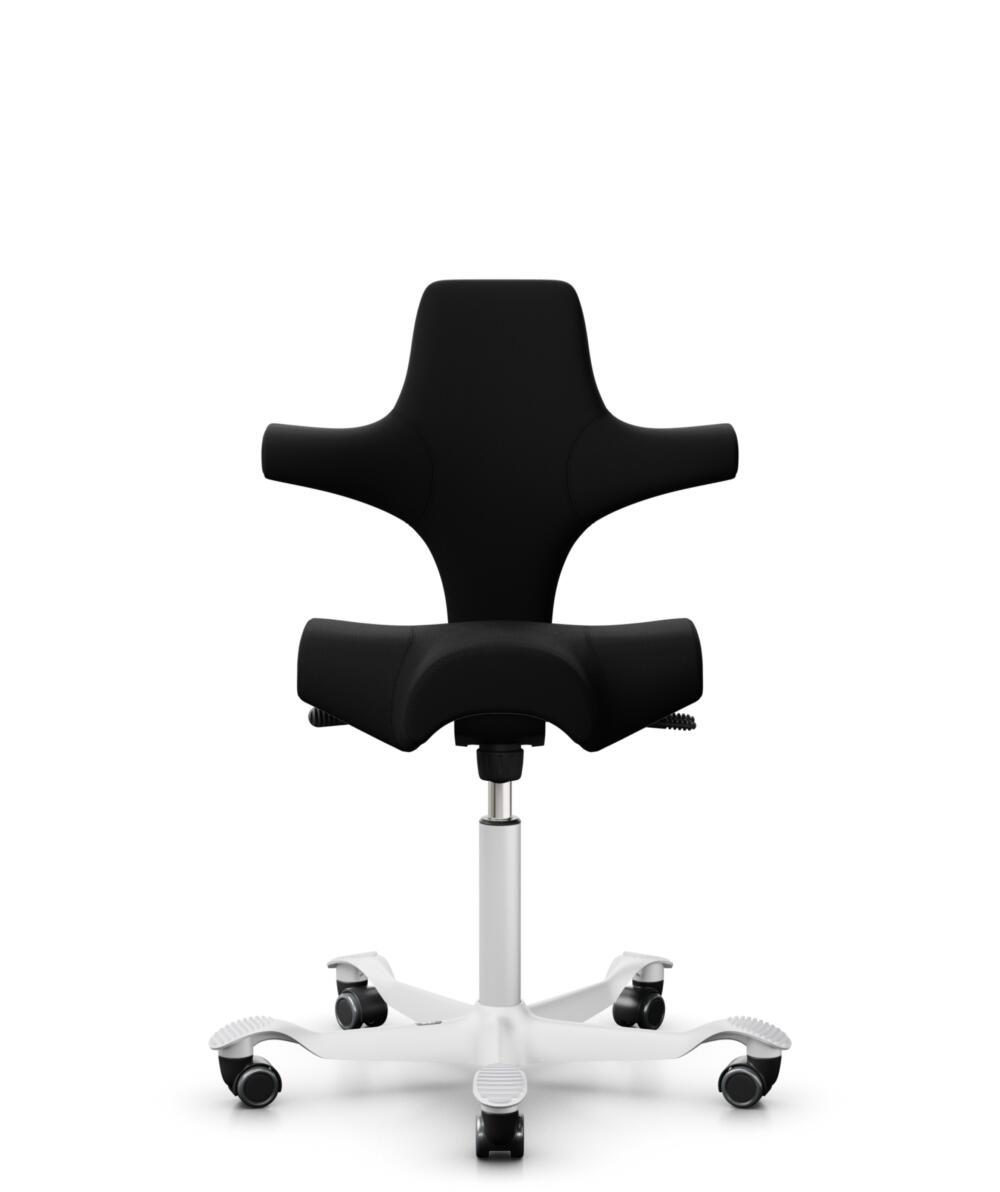 HÅG Capisco 8106 - Steelcut 3 (Kvadrat) - Wol / Polyamide - STT190 - Black - Framekleur - Wit - Gasveer - 265 mm (Zithoogte 53-79cm) - Vloercontact - Zachte wielen t.b.v. harde vloeren - Voetenring - Nee, geen voetenring - Voetster - Nee, voetster in f... - 1