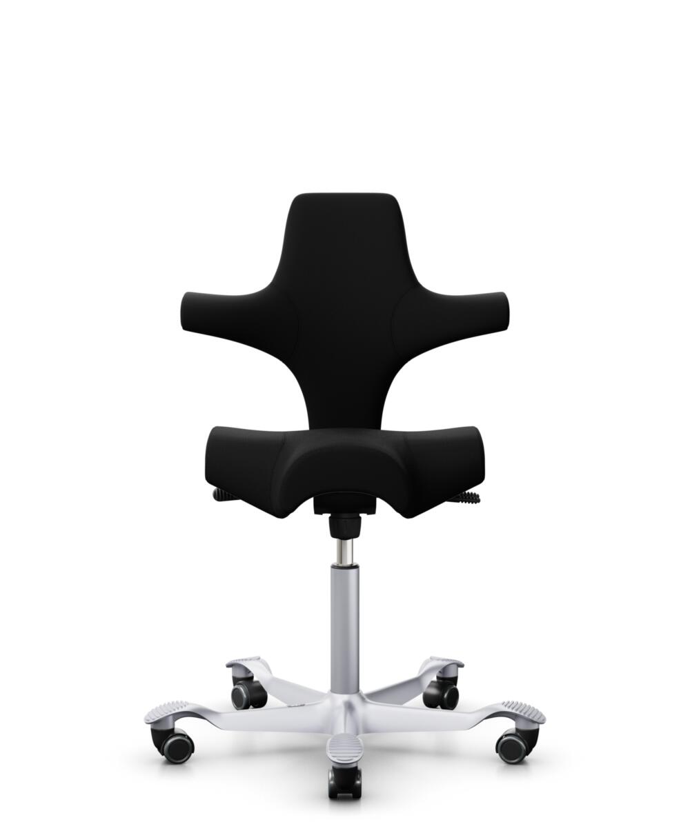 HÅG Capisco 8106 - Steelcut 3 (Kvadrat) - Wol / Polyamide - STT190 - Black - Framekleur - Zilver - Gasveer - 150 mm (Zithoogte 40-55cm) - Vloercontact - Harde wielen t.b.v. zachte vloeren - Voetenring - Nee, geen voetenring - Voetster - Nee, voetster i... - 1