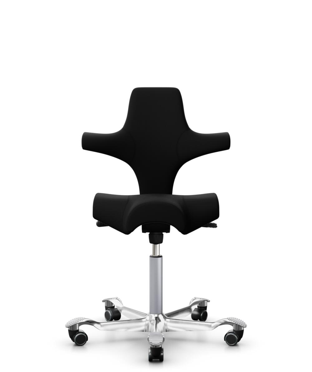 HÅG Capisco 8106 - Steelcut 3 (Kvadrat) - Wol / Polyamide - STT190 - Black - Framekleur - Zilver - Gasveer - 200 mm (Zithoogte 46-64cm) - Vloercontact - Harde wielen t.b.v. zachte vloeren - Voetenring - Nee, geen voetenring - Voetster - Ja, voetster in... - 1