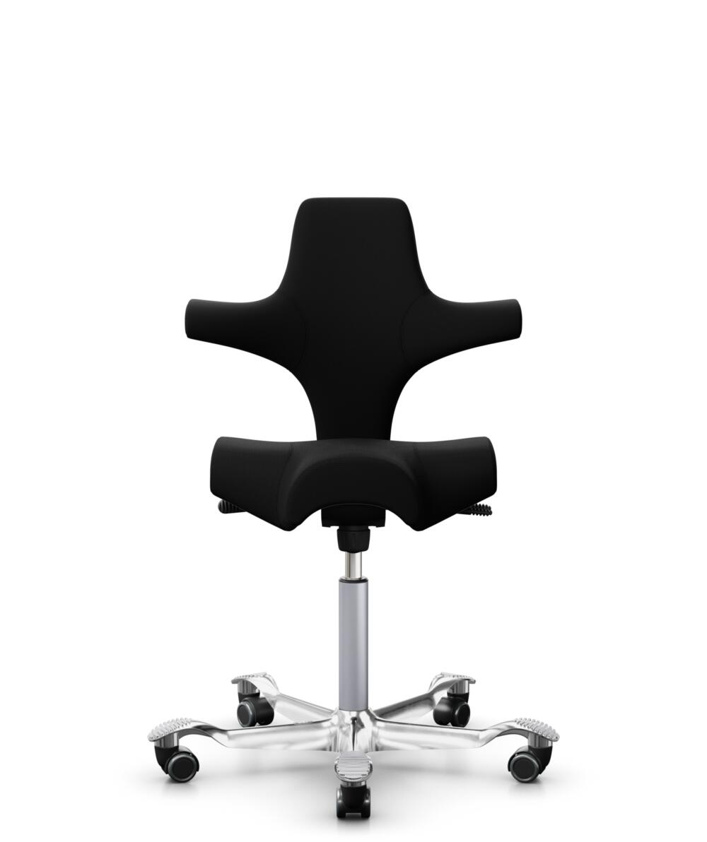HÅG Capisco 8106 - Steelcut 3 (Kvadrat) - Wol / Polyamide - STT190 - Black - Framekleur - Zilver - Gasveer - 265 mm (Zithoogte 53-79cm) - Vloercontact - Harde wielen t.b.v. zachte vloeren - Voetenring - Nee, geen voetenring - Voetster - Ja, voetster in... - 1