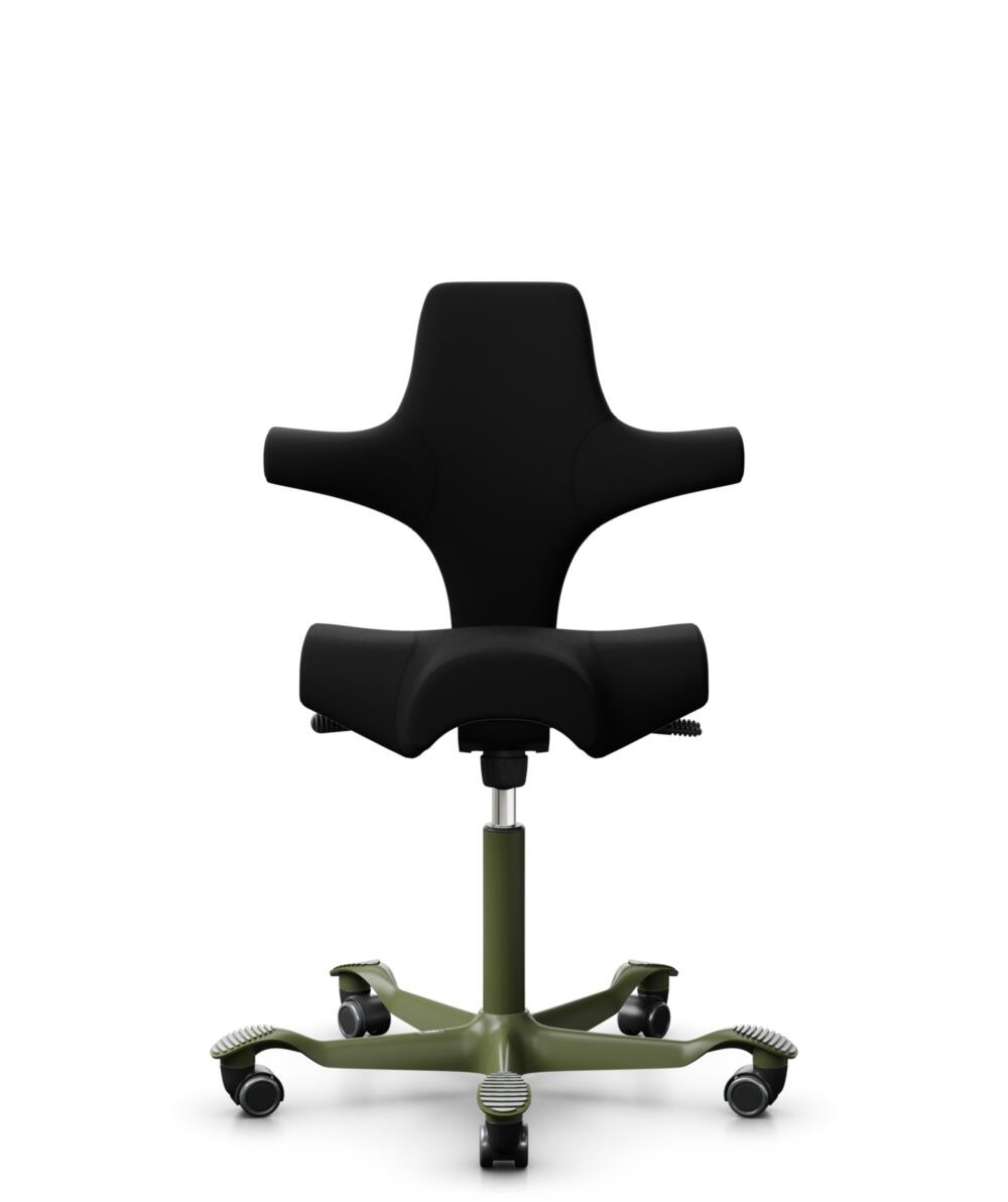 HÅG Capisco 8106 - Steelcut 3 (Kvadrat) - Wol / Polyamide - STT190 - Black - Framekleur - Moss Grey - Gasveer - 200 mm (Zithoogte 46-64cm) - Vloercontact - Harde wielen t.b.v. zachte vloeren - Voetenring - Nee, geen voetenring - Voetster - Nee, voetste... - 1