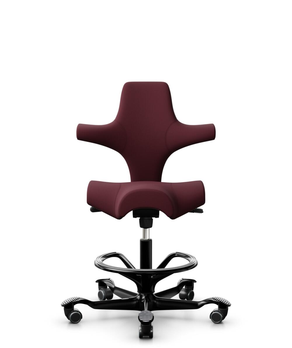 HÅG Capisco 8106 - Steelcut 3 (Kvadrat) - Wol / Polyamide - STT682 Chestnut - Framekleur - Zwart - Gasveer - 200 mm (Zithoogte 46-64cm) - Vloercontact - Zachte wielen t.b.v. harde vloeren - Voetenring - Ja, in framekleur - Voetster - Nee, voetster in f... - 1